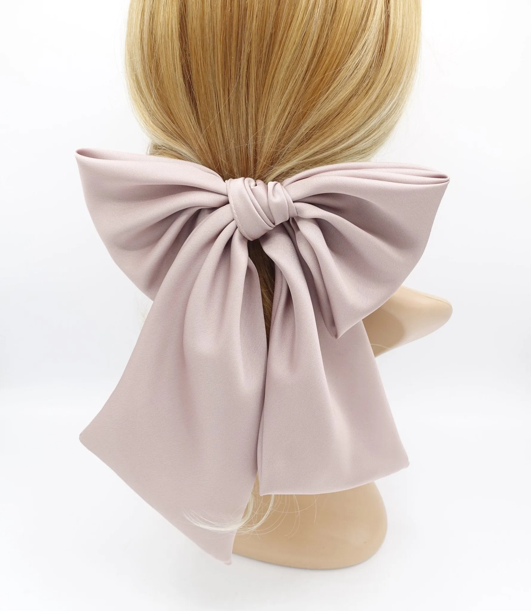 satin giant hair bow french barrette wide tail oversized women hair accessory