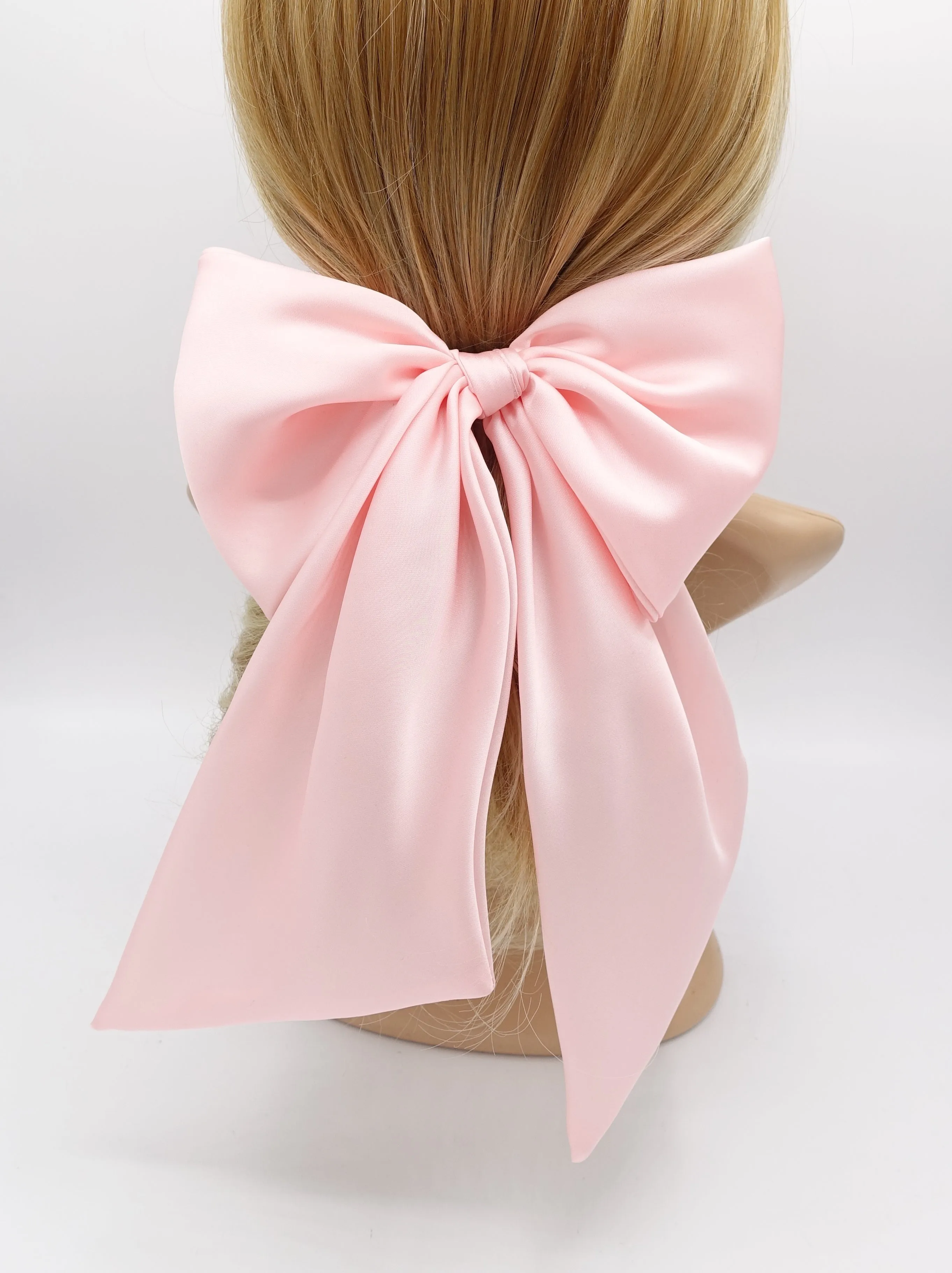 satin giant hair bow french barrette wide tail oversized women hair accessory