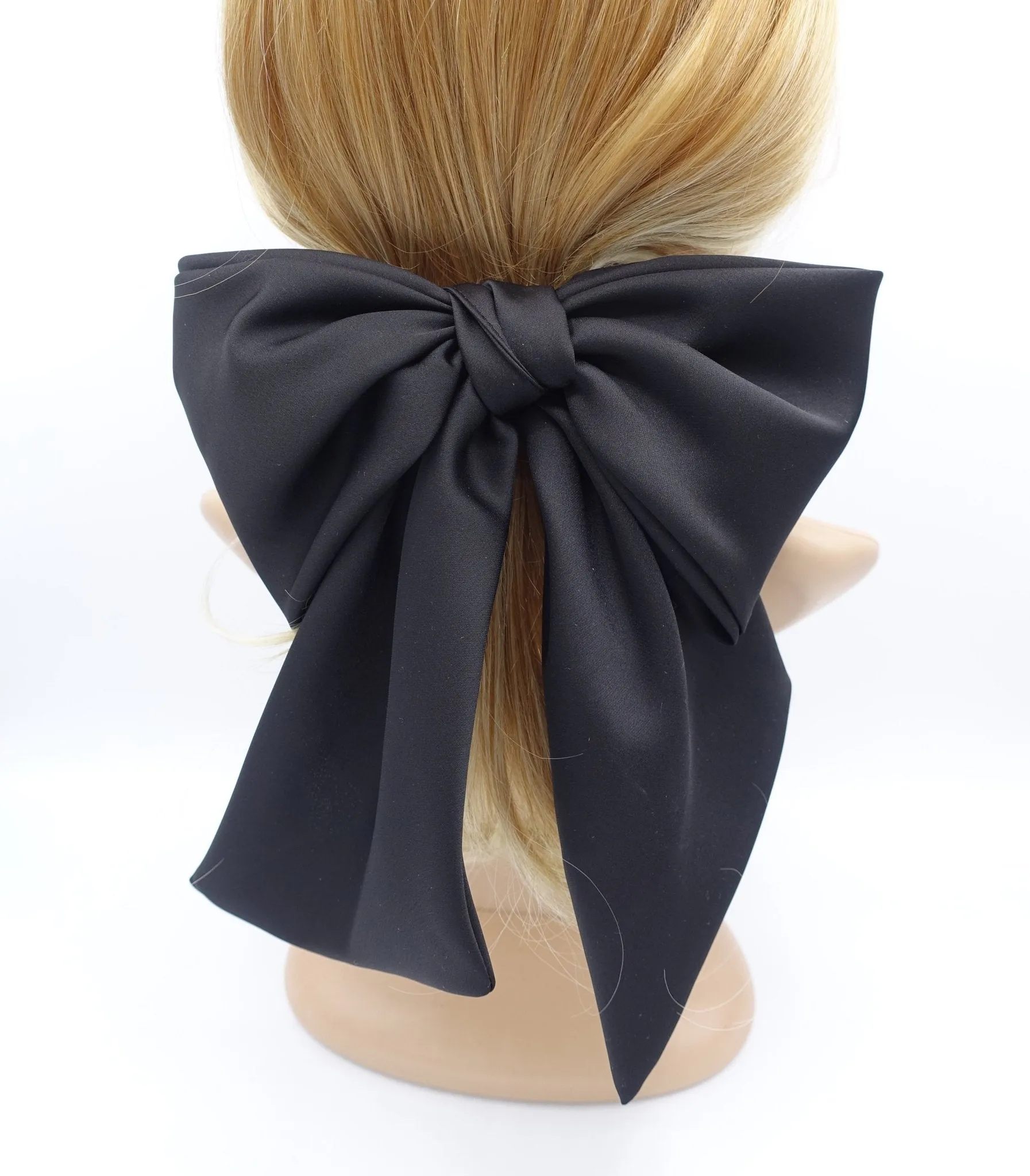 satin giant hair bow french barrette wide tail oversized women hair accessory