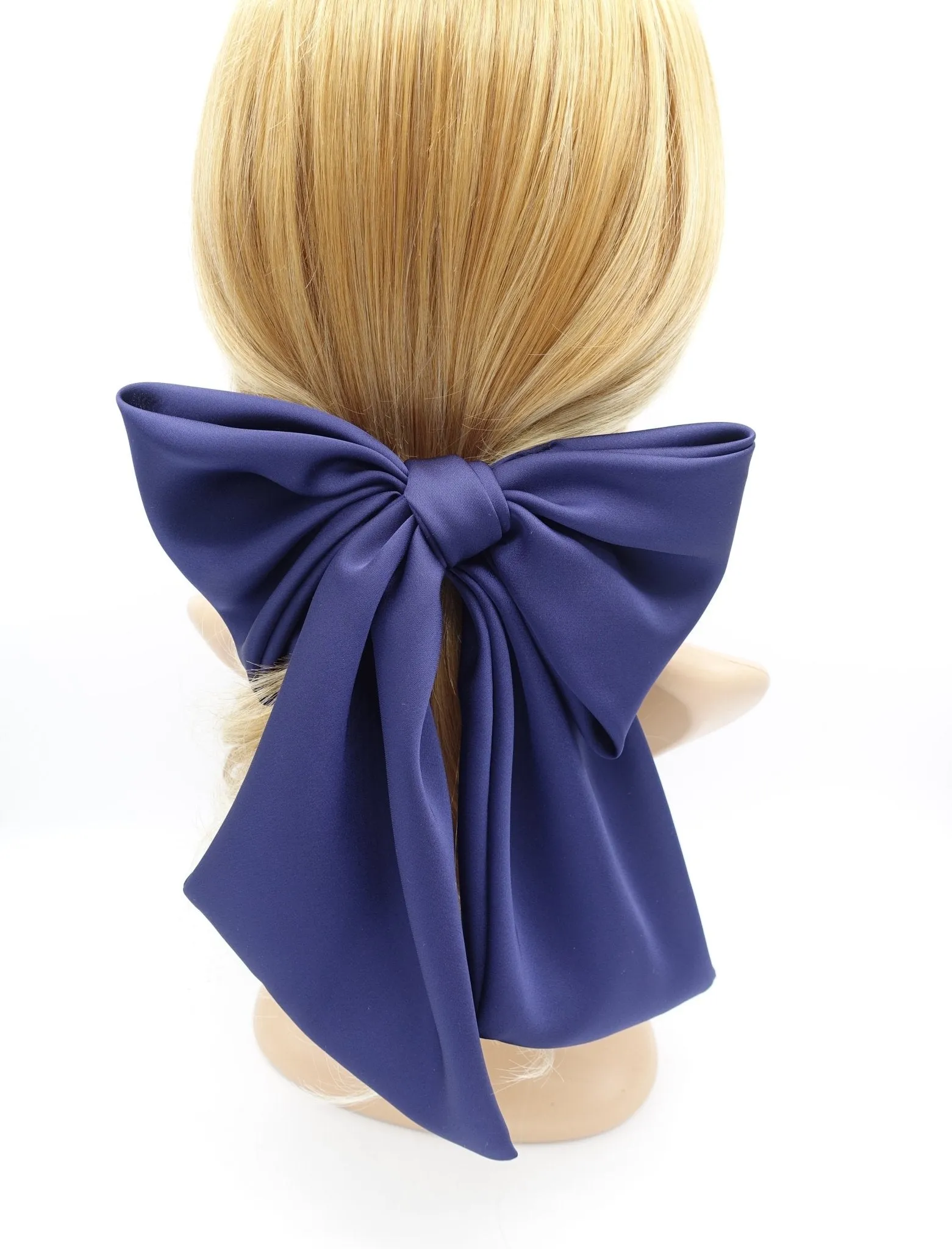 satin giant hair bow french barrette wide tail oversized women hair accessory