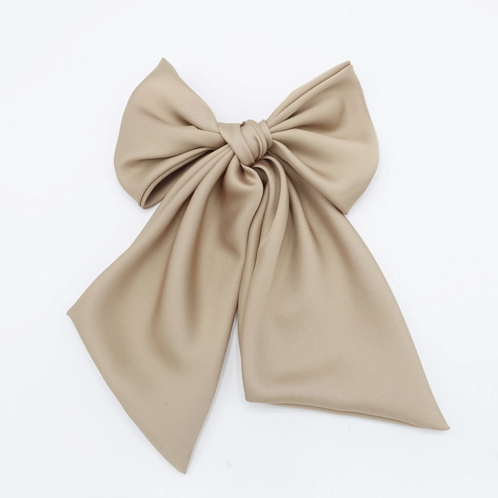 satin giant hair bow french barrette wide tail oversized women hair accessory