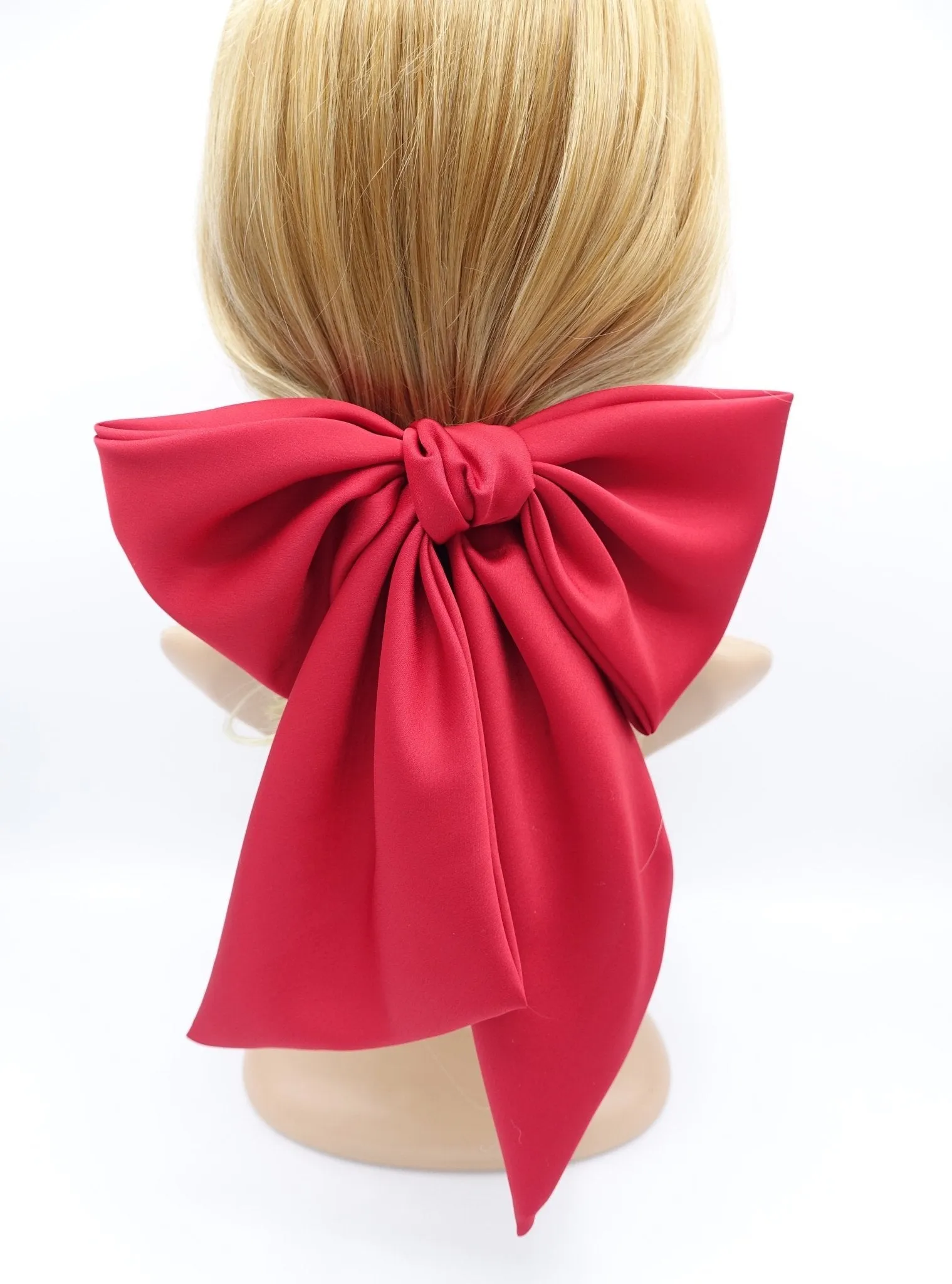 satin giant hair bow french barrette wide tail oversized women hair accessory