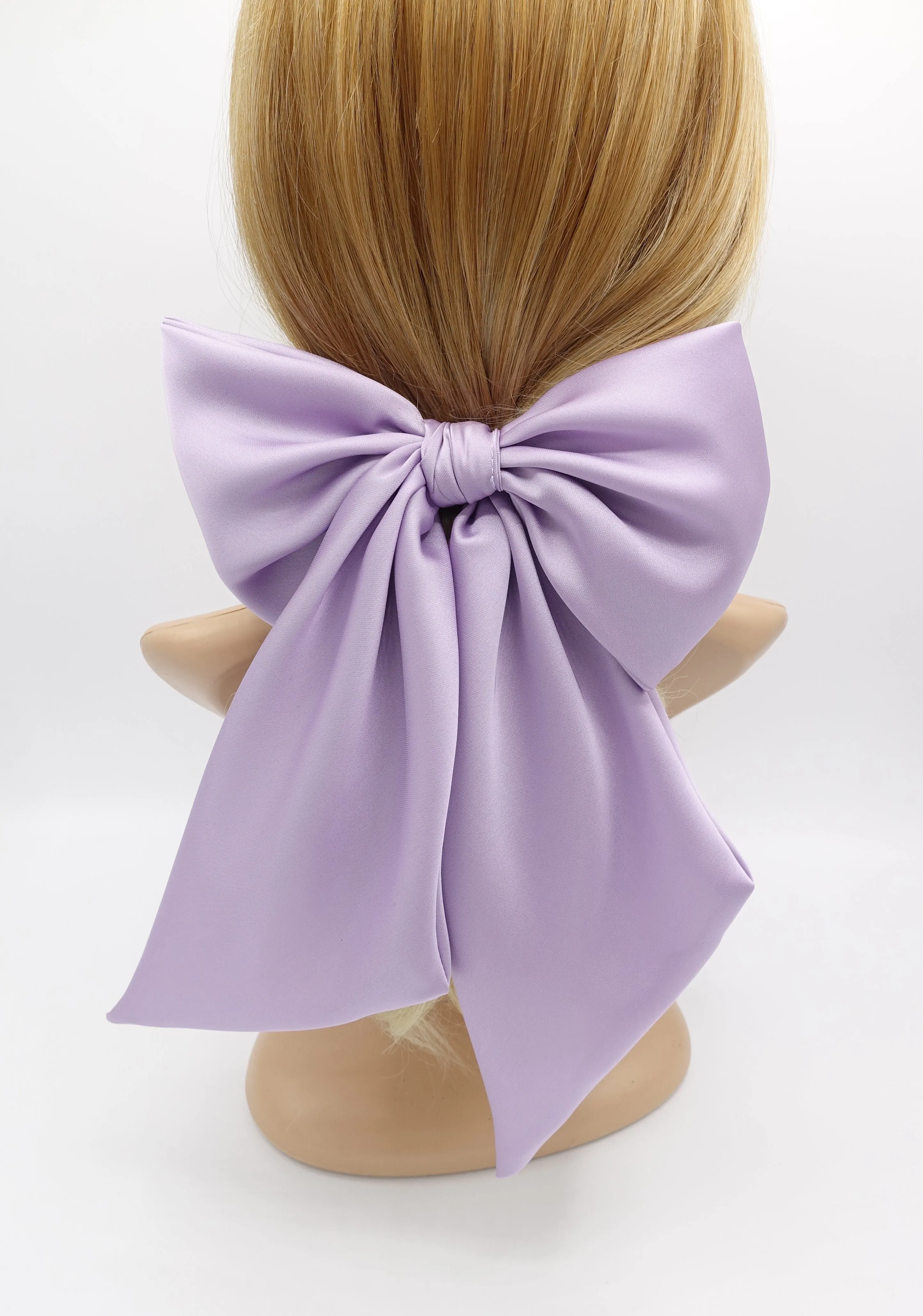 satin giant hair bow french barrette wide tail oversized women hair accessory