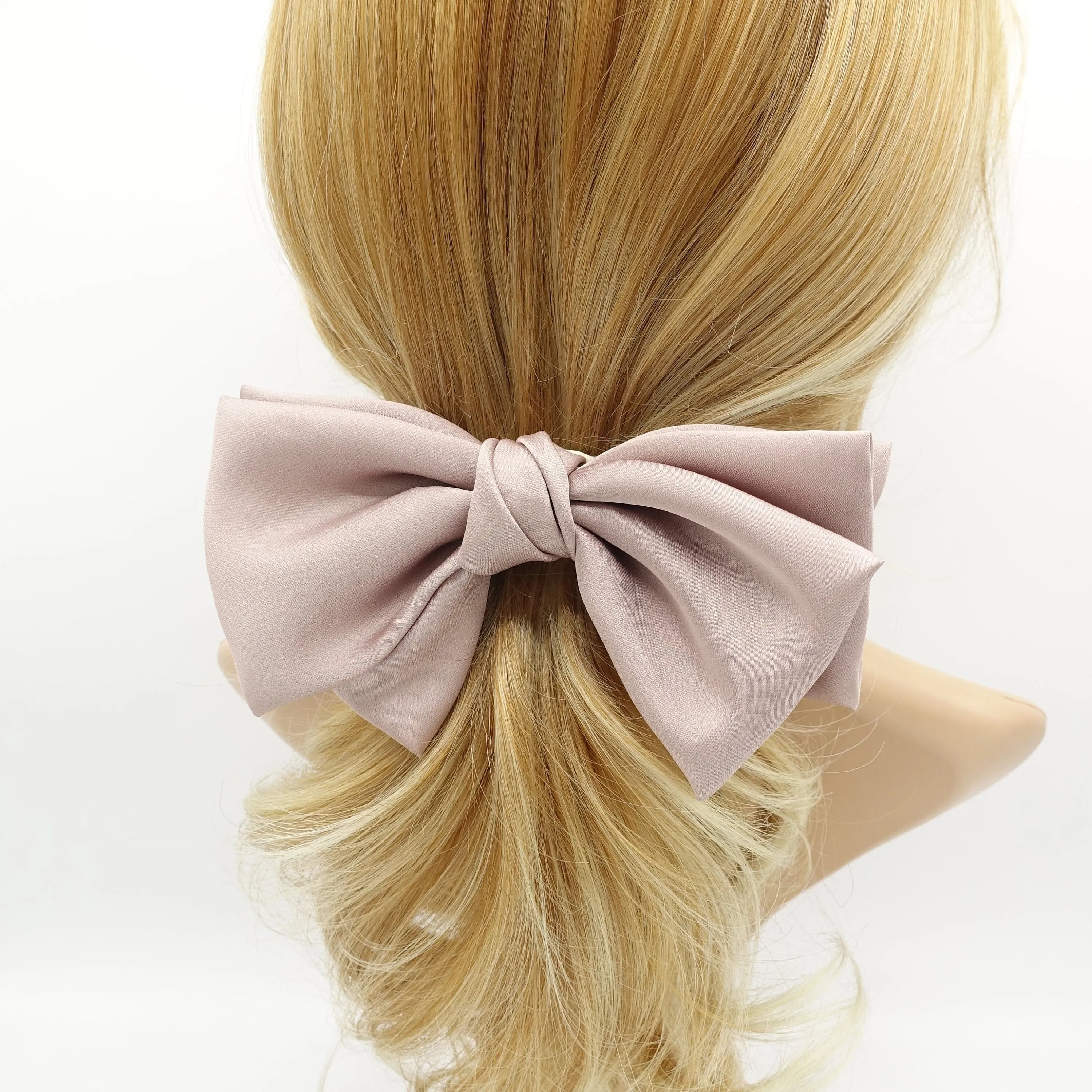 satin hair bow triple wing women hair accessory french barrette