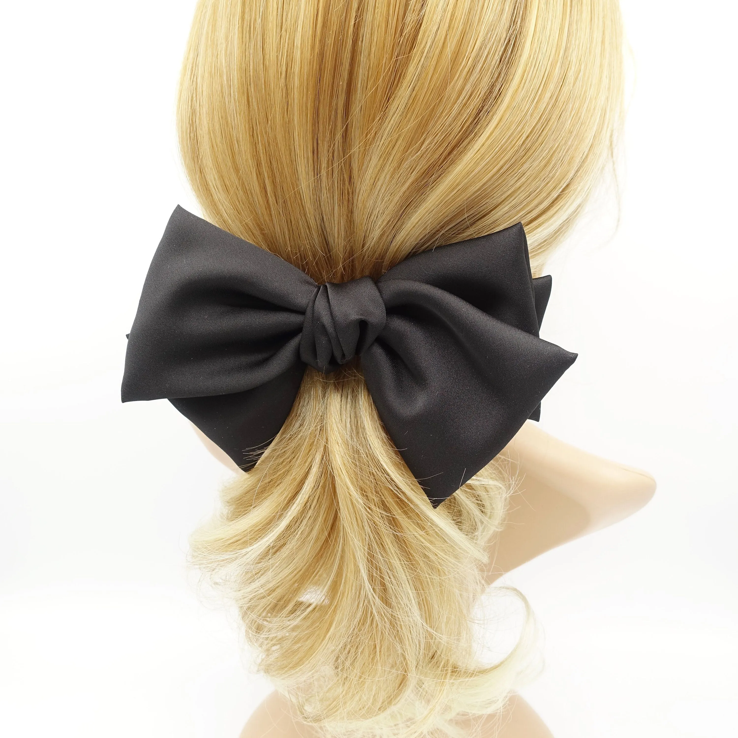 satin hair bow triple wing women hair accessory french barrette