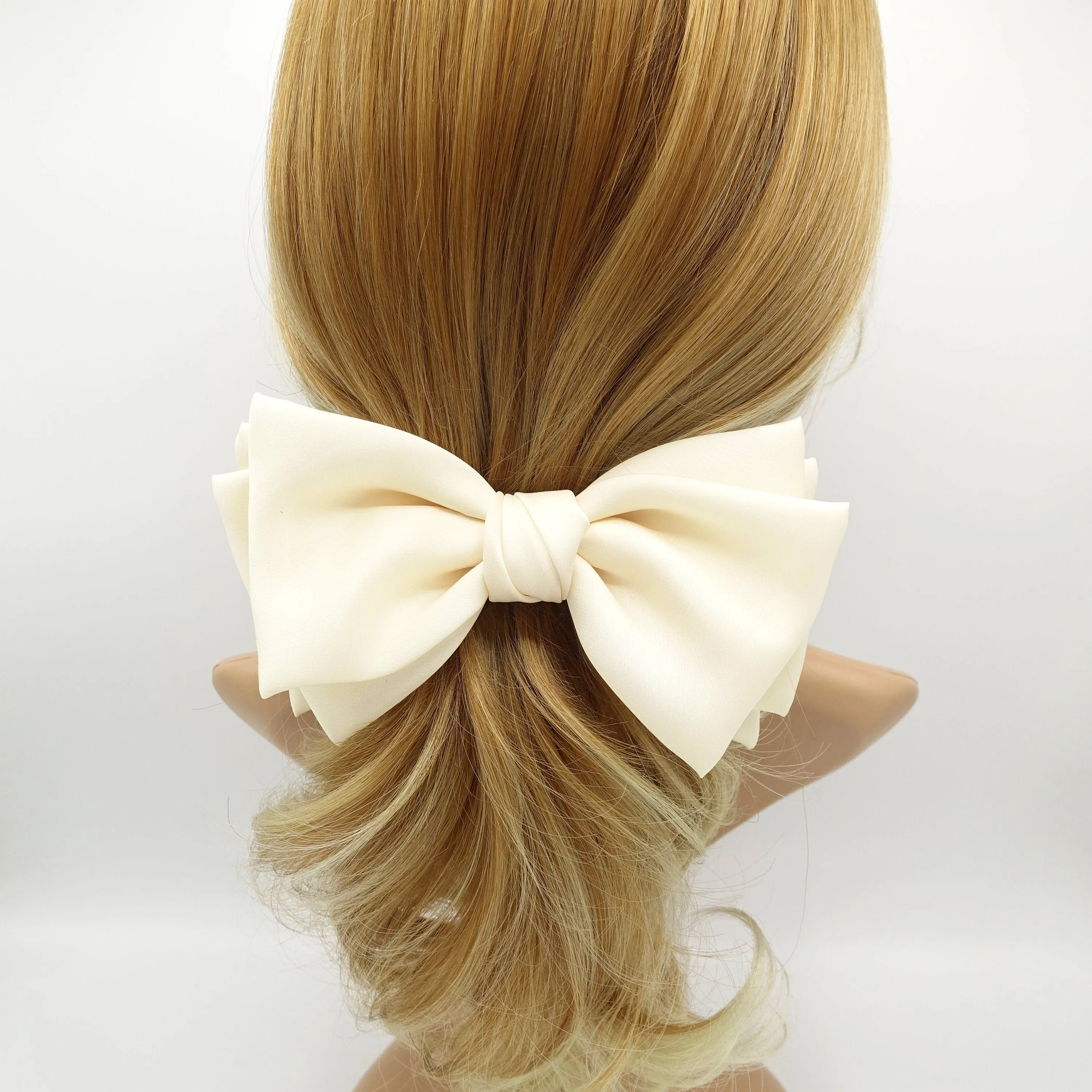 satin hair bow triple wing women hair accessory french barrette