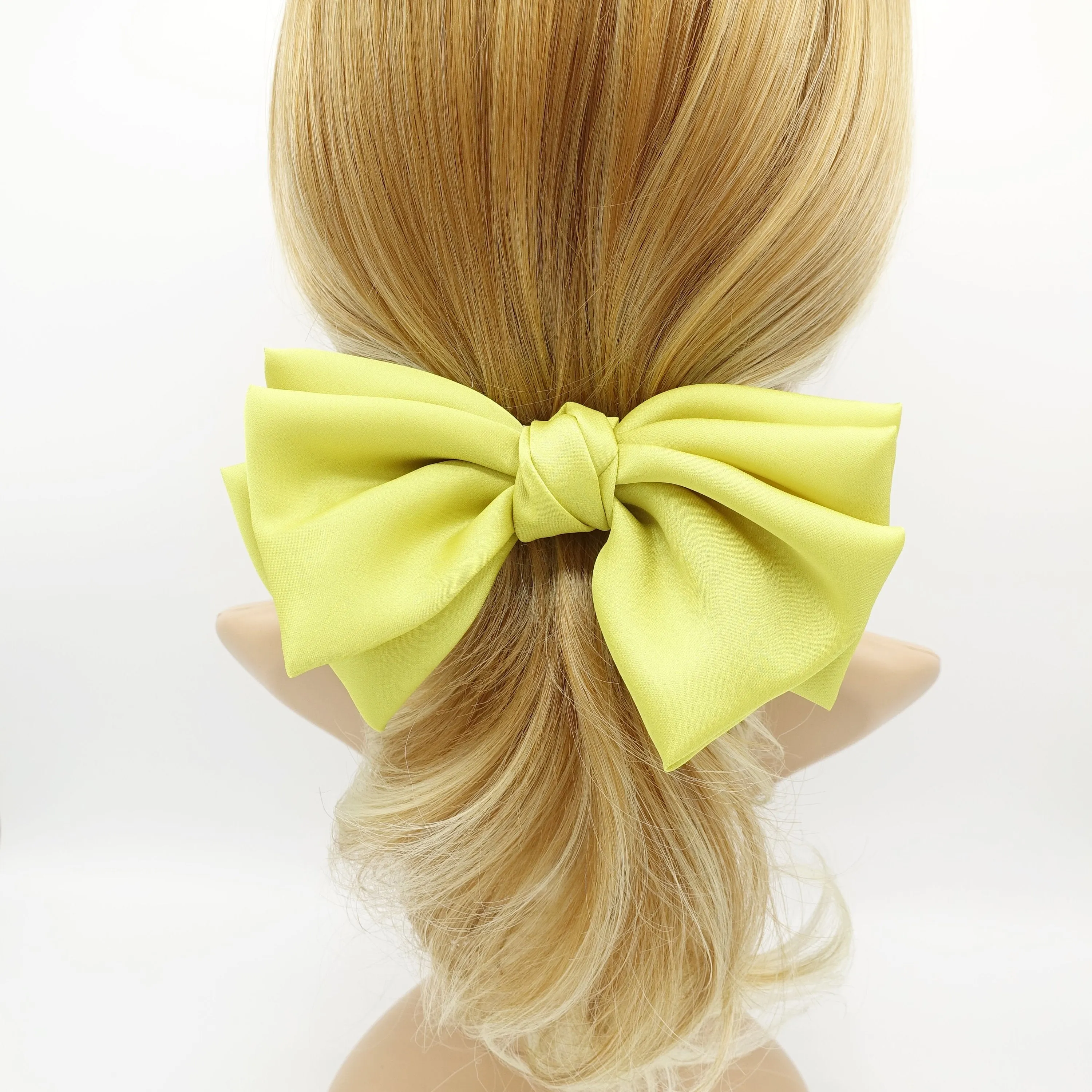 satin hair bow triple wing women hair accessory french barrette