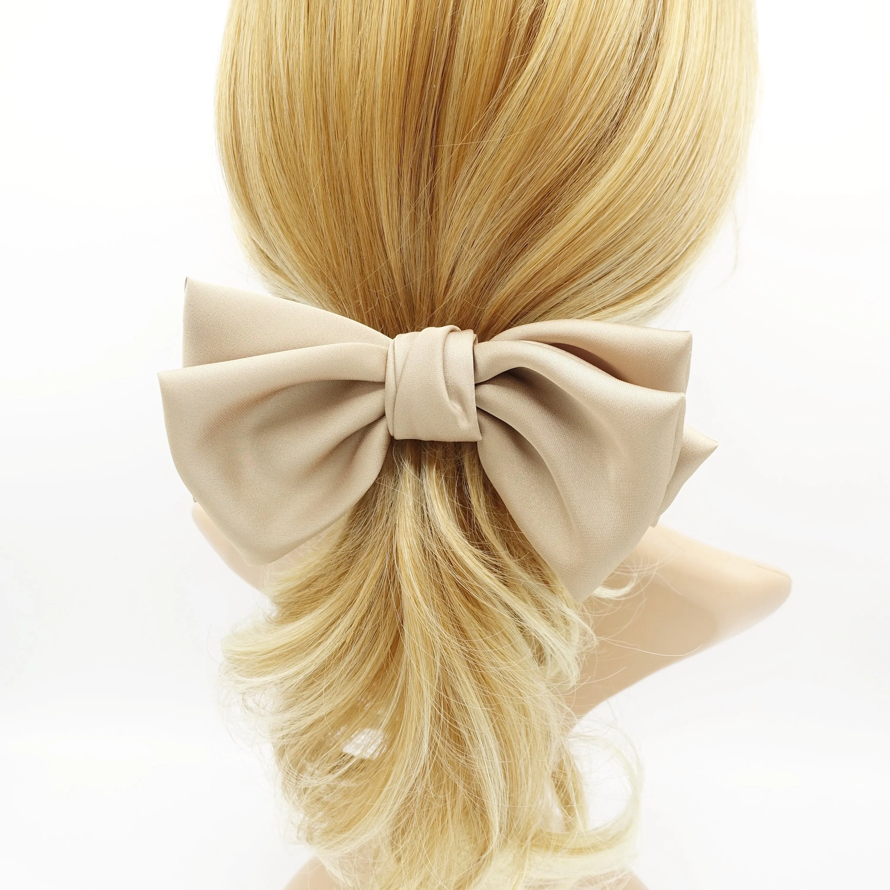 satin hair bow triple wing women hair accessory french barrette