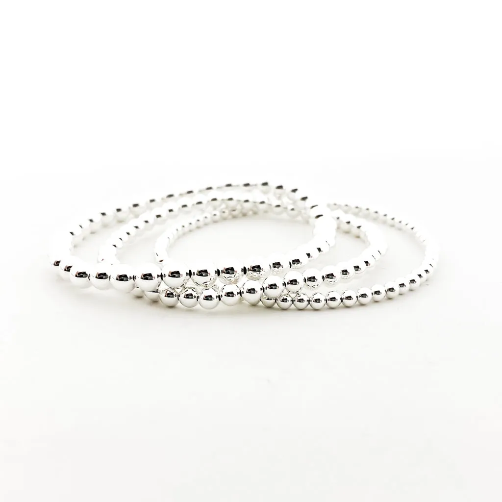 Scarlett Grace Beaded Bracelet Set | Silver