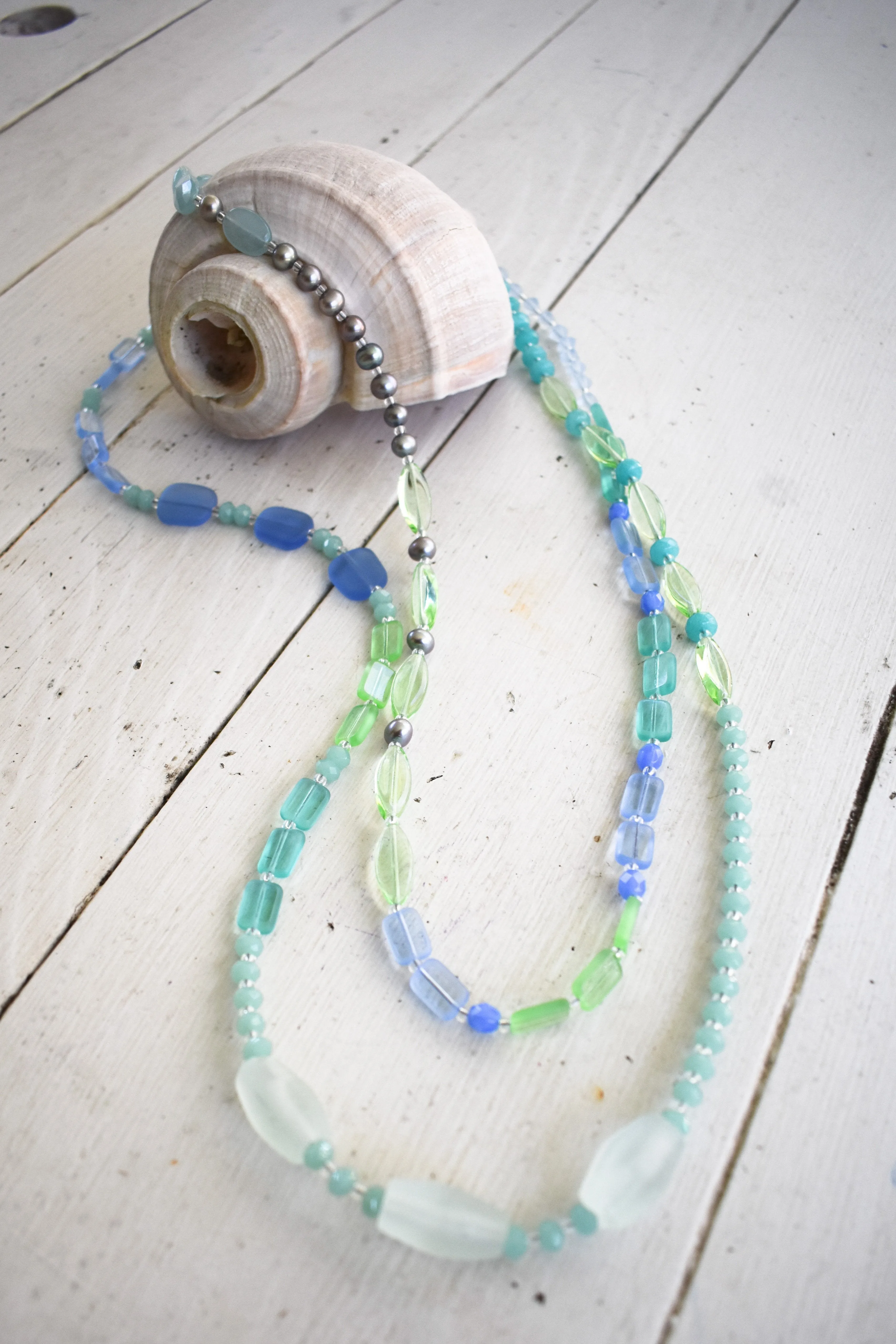 Seaglass Medley Necklace, 60"