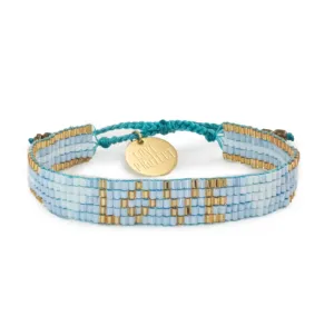 Seed Bead LOVE with Hearts Bracelet - Sky Blue