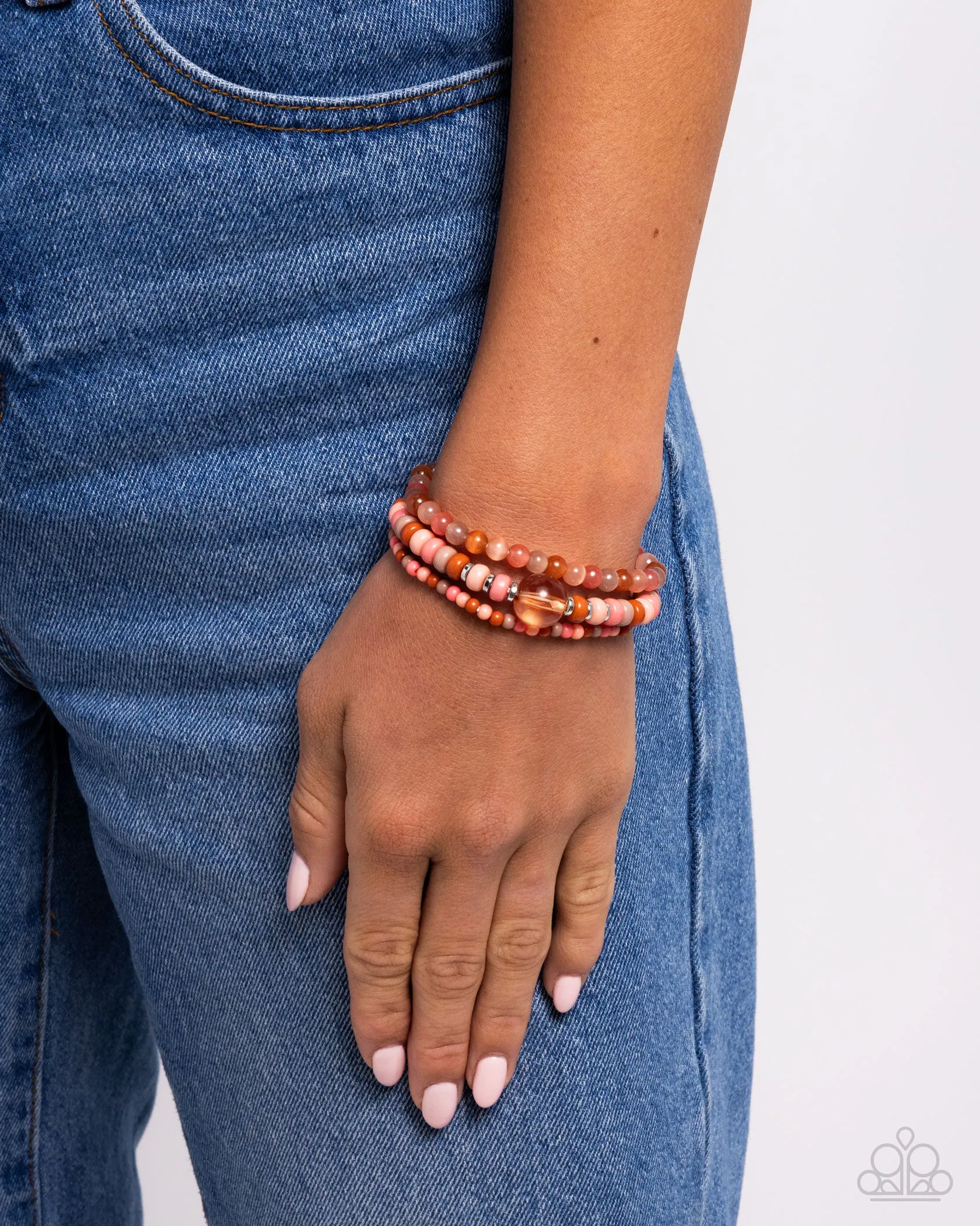 Seed Bead Stack -Orange Bracelet