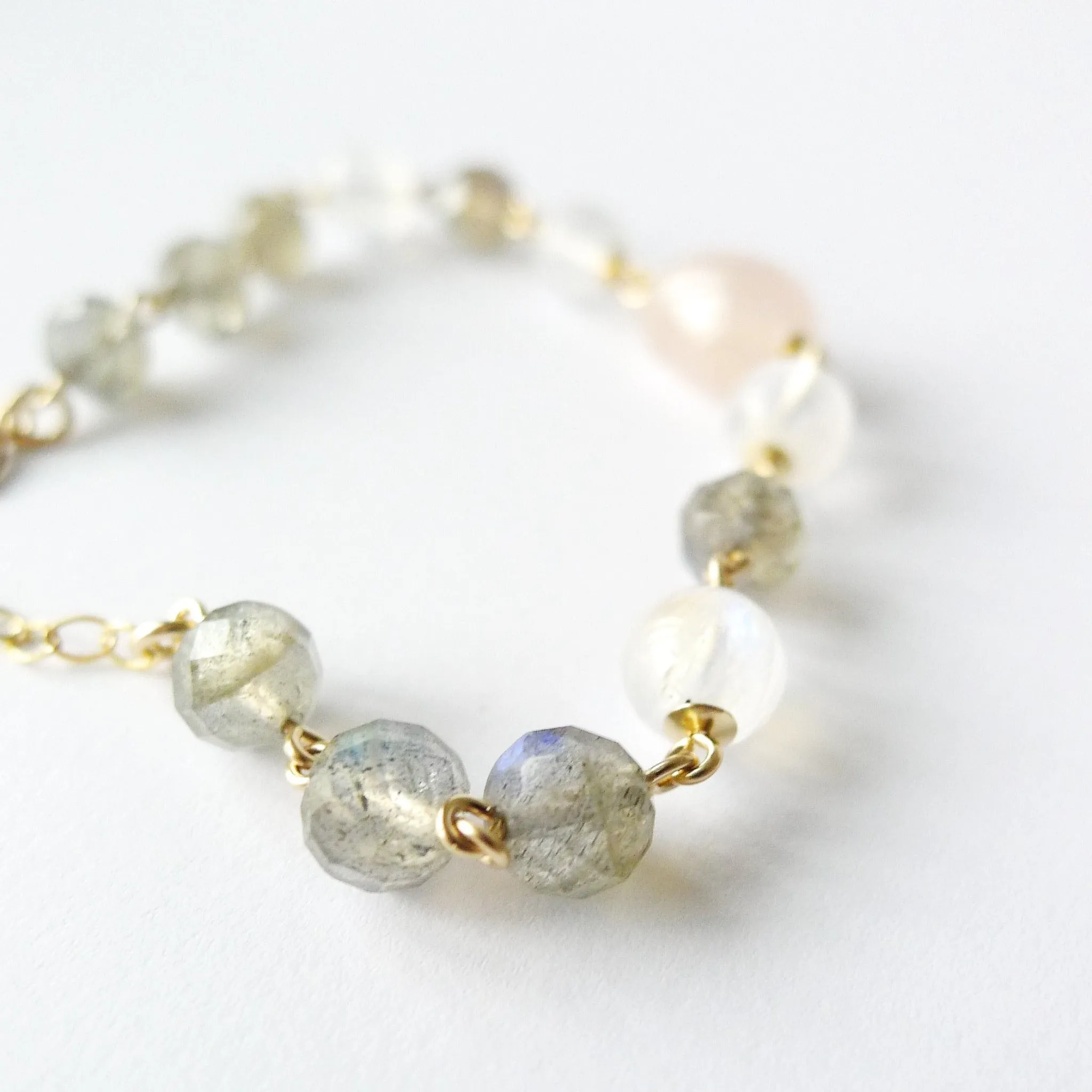 Serena Bracelet / Morganite | Moonstone | Labradorite