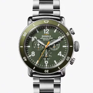 Shinola 48MM Runwell Olive Green Dial Sport Chrono in Titanium