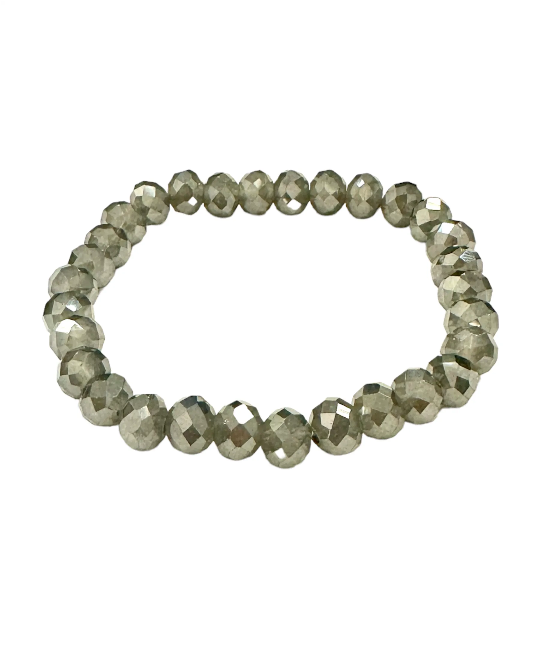 Shiny Gray Stretch Bead Bracelet