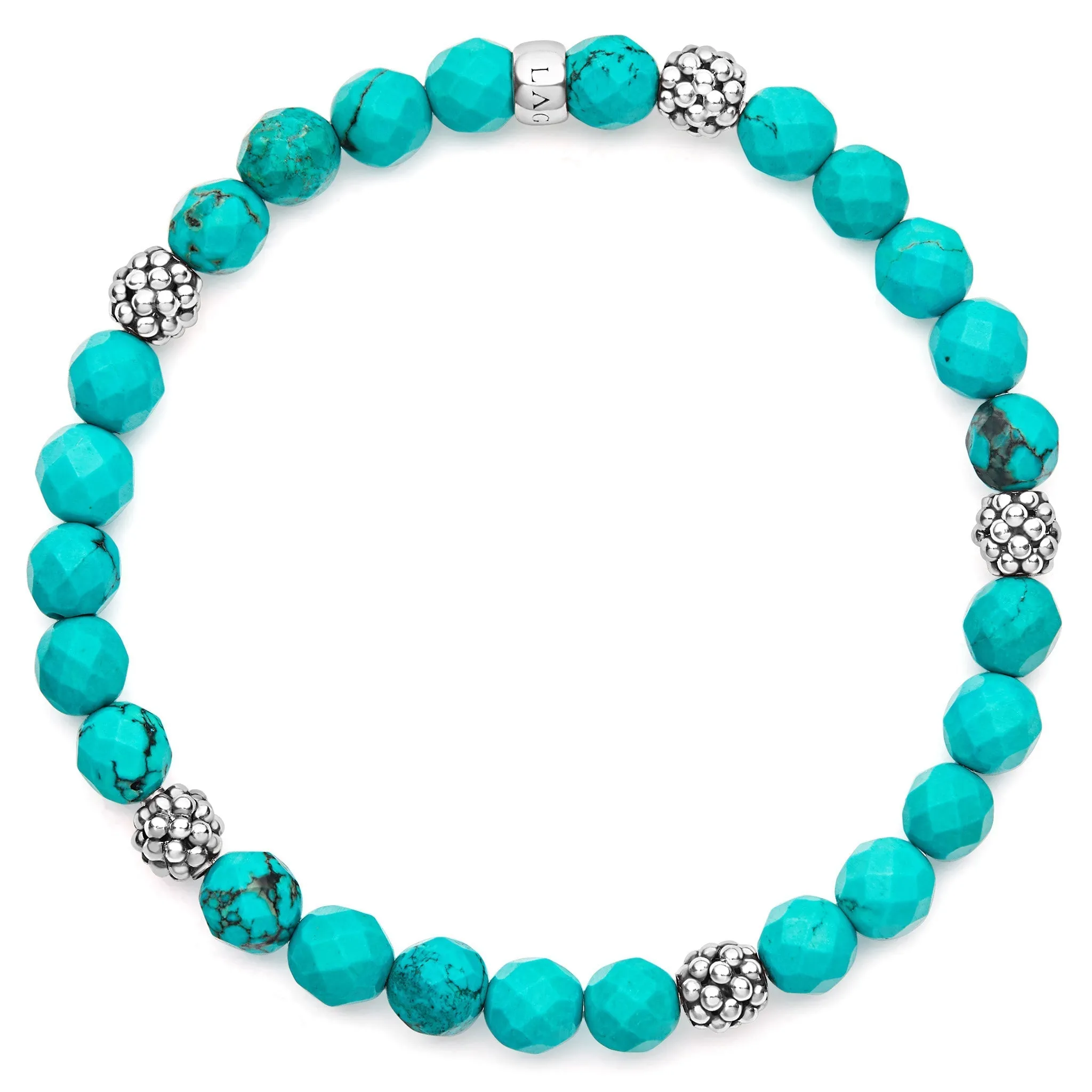 Signature Caviar Five Station Silver Turquoise Bead Bracelet