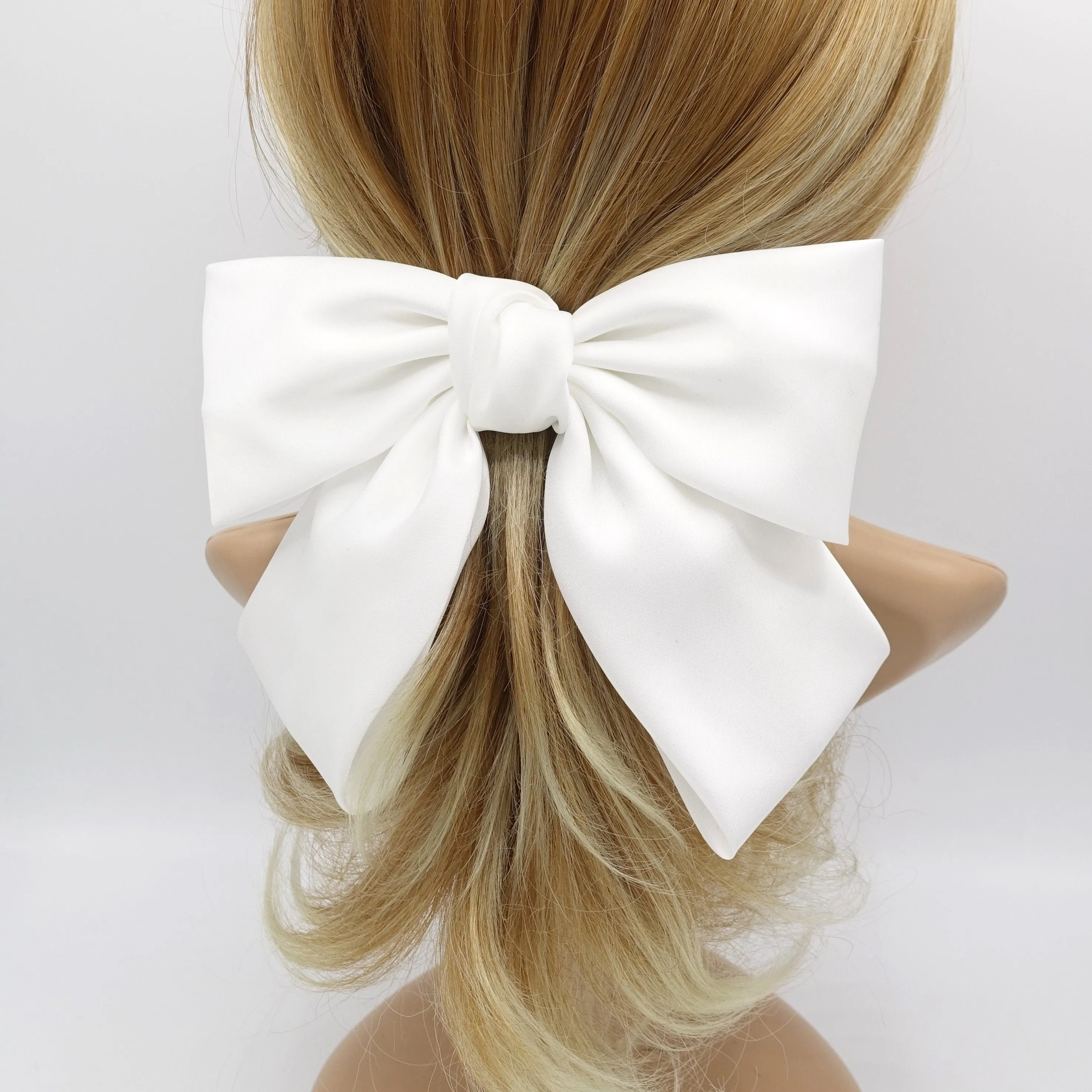 silk satin big K bow barrette glossy satin women hair accessory for women