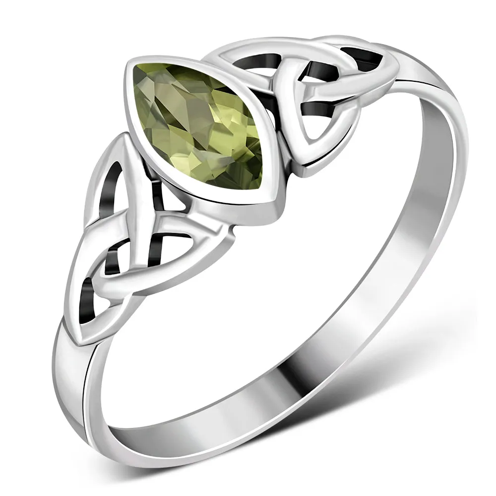 Silver Celtic Ring set w/ Peridot Stone