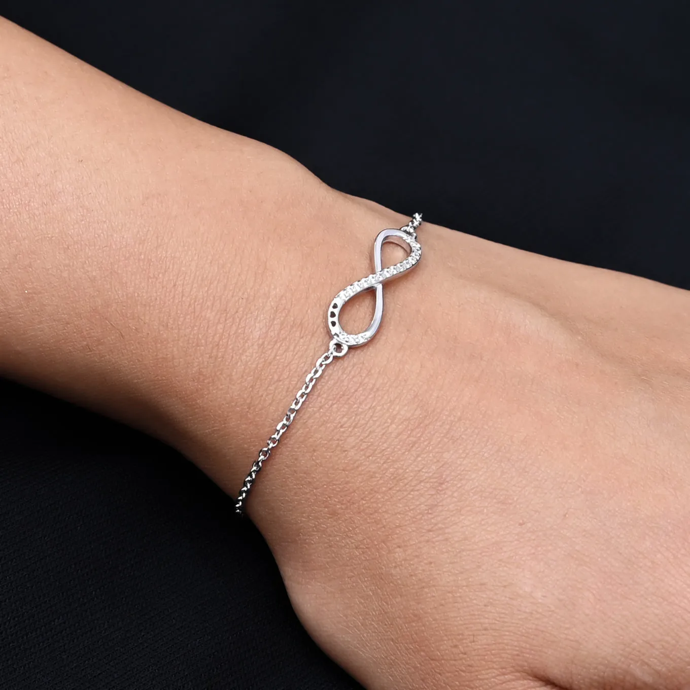 Silver Center Infinite Design Bracelet for Girls