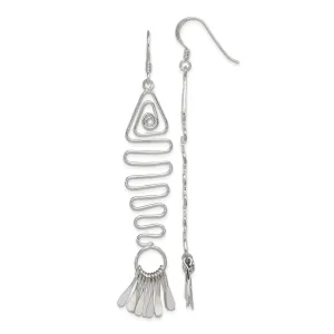 Silver Fancy Fish Shaped Dangle Earrings