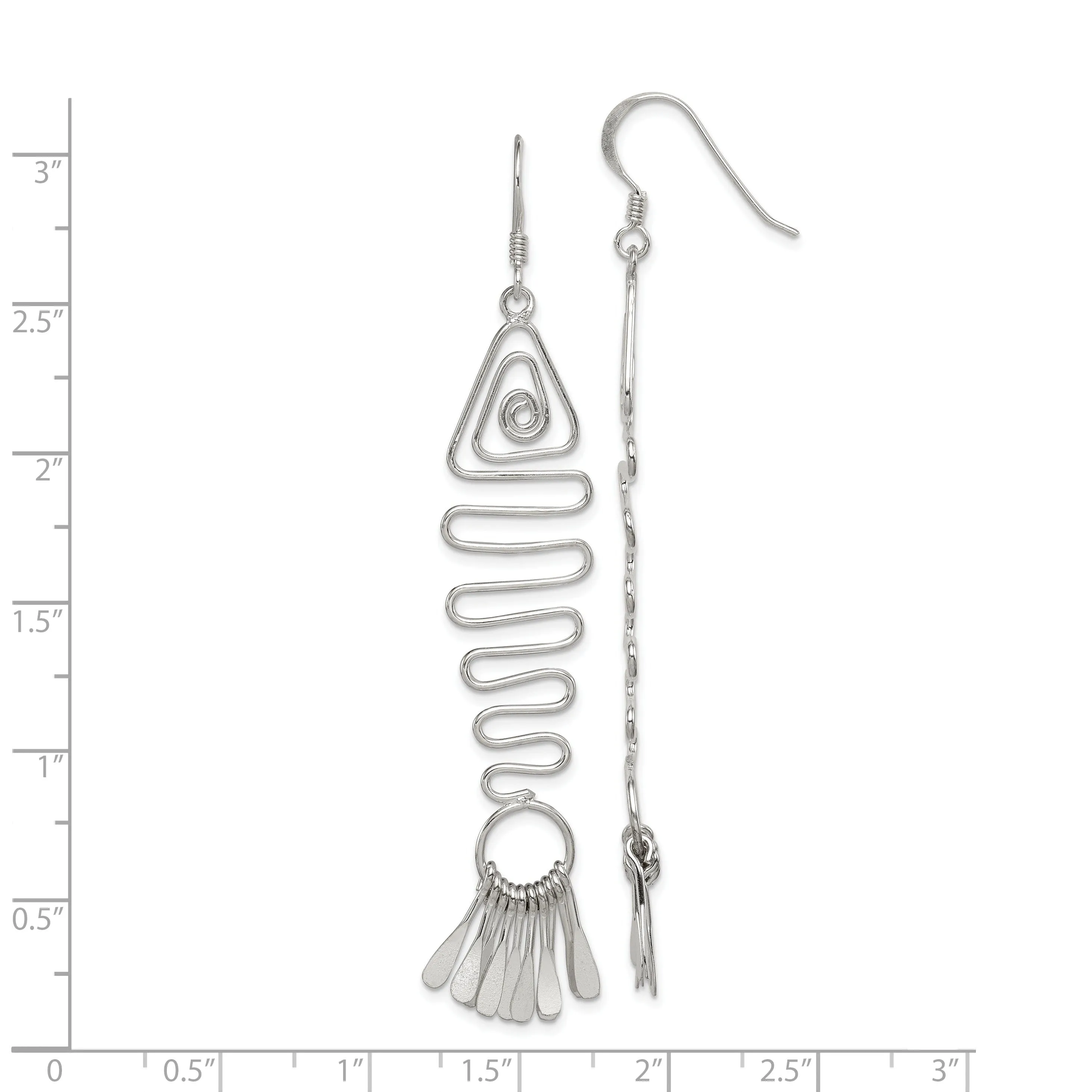 Silver Fancy Fish Shaped Dangle Earrings