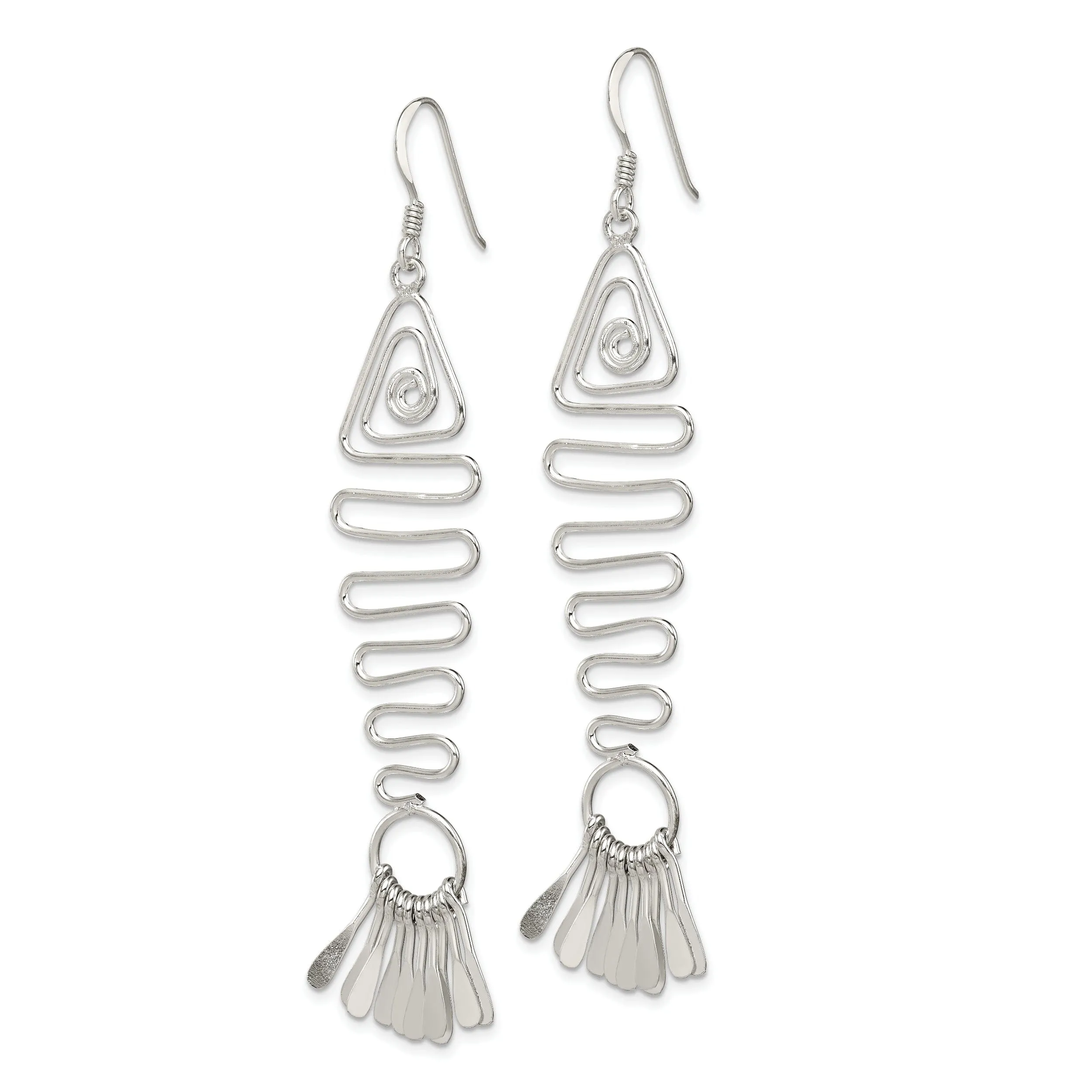 Silver Fancy Fish Shaped Dangle Earrings