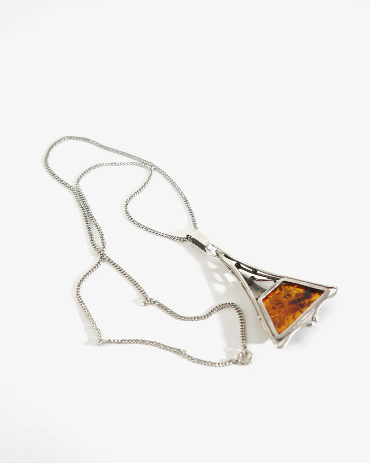 Silver Necklace w/ Amber Charm