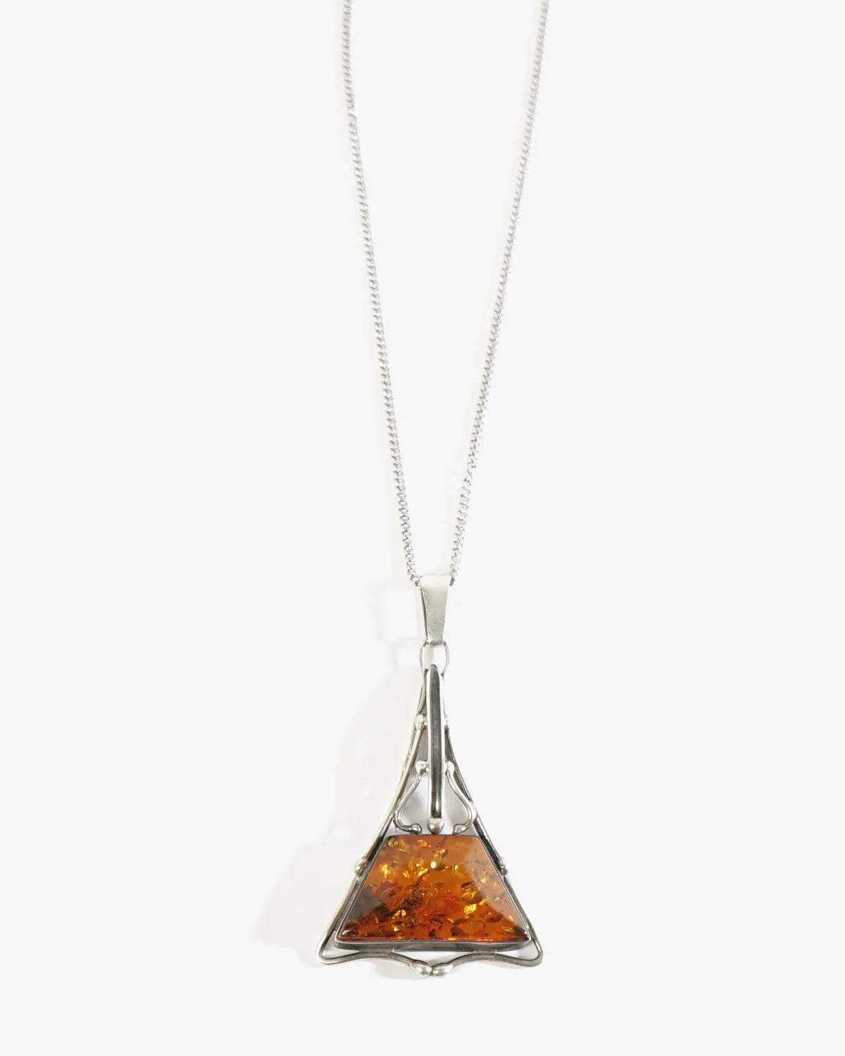 Silver Necklace w/ Amber Charm