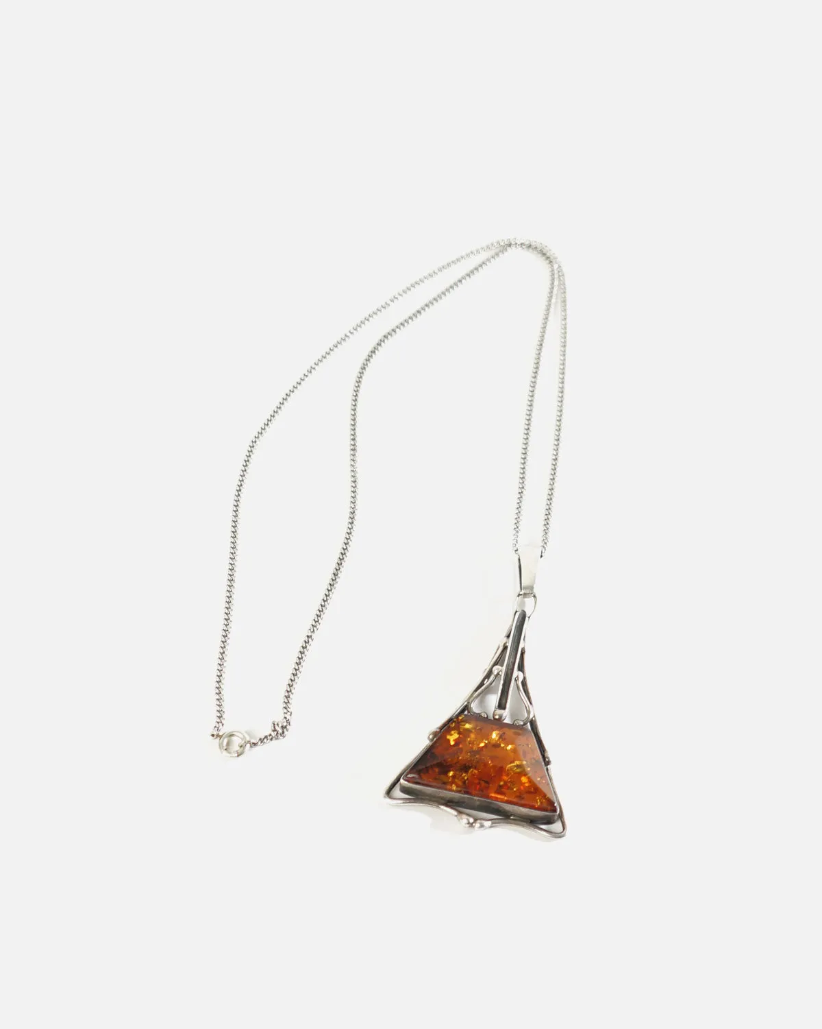 Silver Necklace w/ Amber Charm