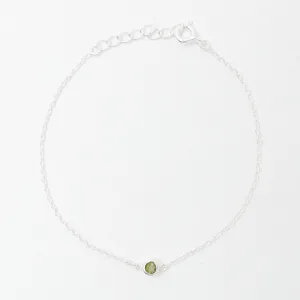 Silver Peridot Solitaire Bracelet