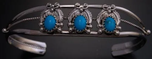 Silver Three Turquoise Bracelet by RB - AJ13G