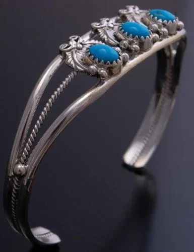 Silver Three Turquoise Bracelet by RB - AJ13G