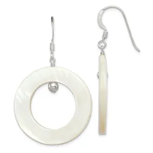 Silver White Mother of Pearl Dangle Earrings