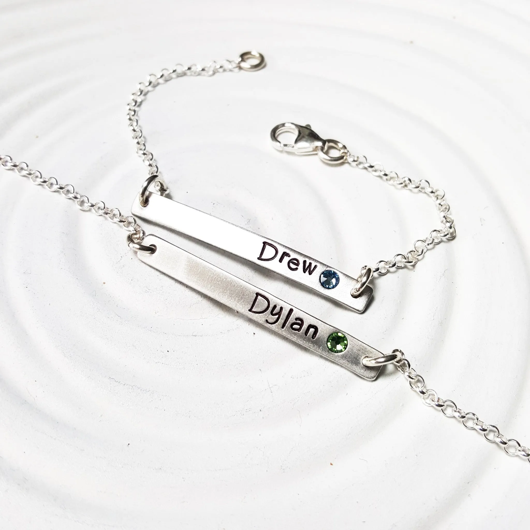 Skinny ID Bar Bracelet | Birthstone Mother's Bracelet