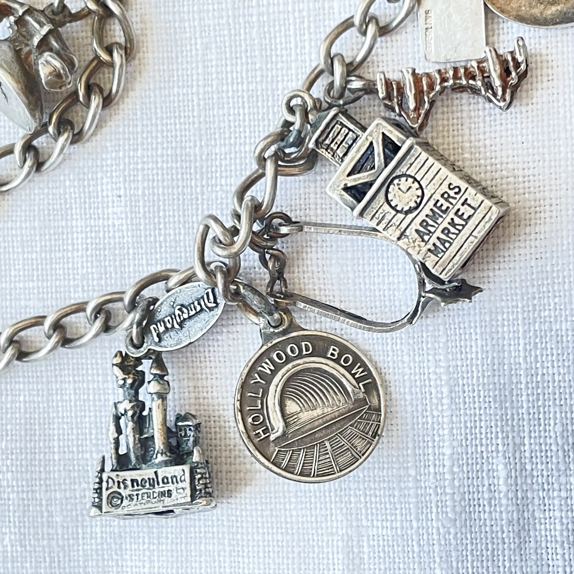 SOLD Vintage California/Southwest Charm Bracelet, Sterling Silver Tourist Souvenir Bracelet, 13 Charms 39 G