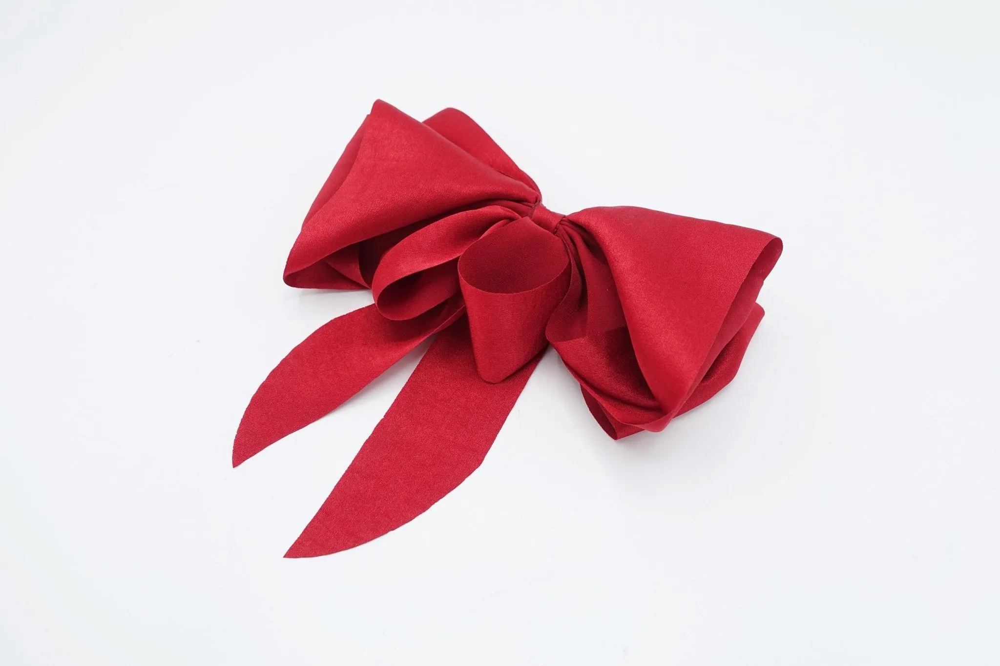 solid layered hair bow tailed stylish french barrette women hair accessory