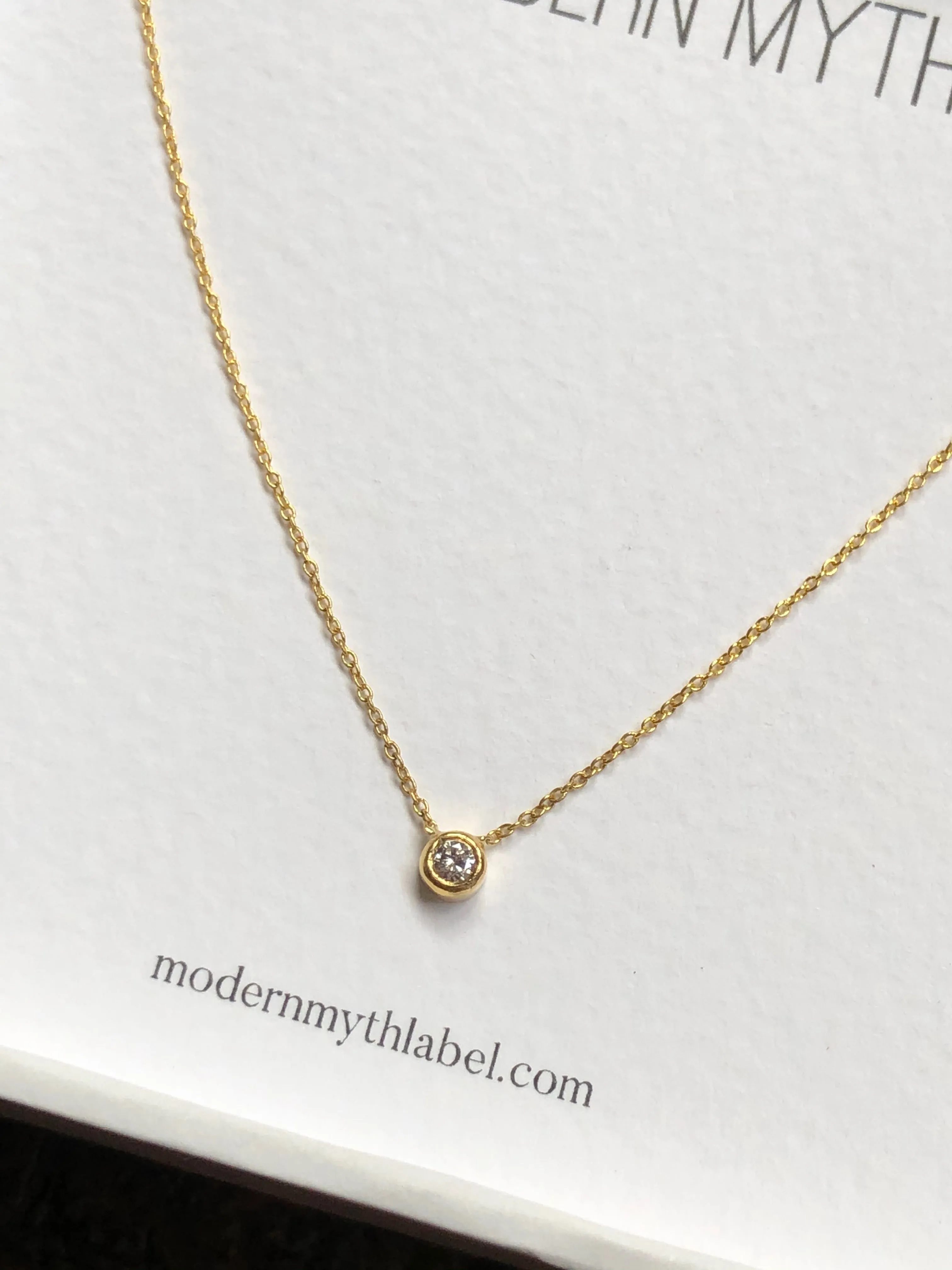 Solitaire Diamond Necklace, Solid 18k Gold