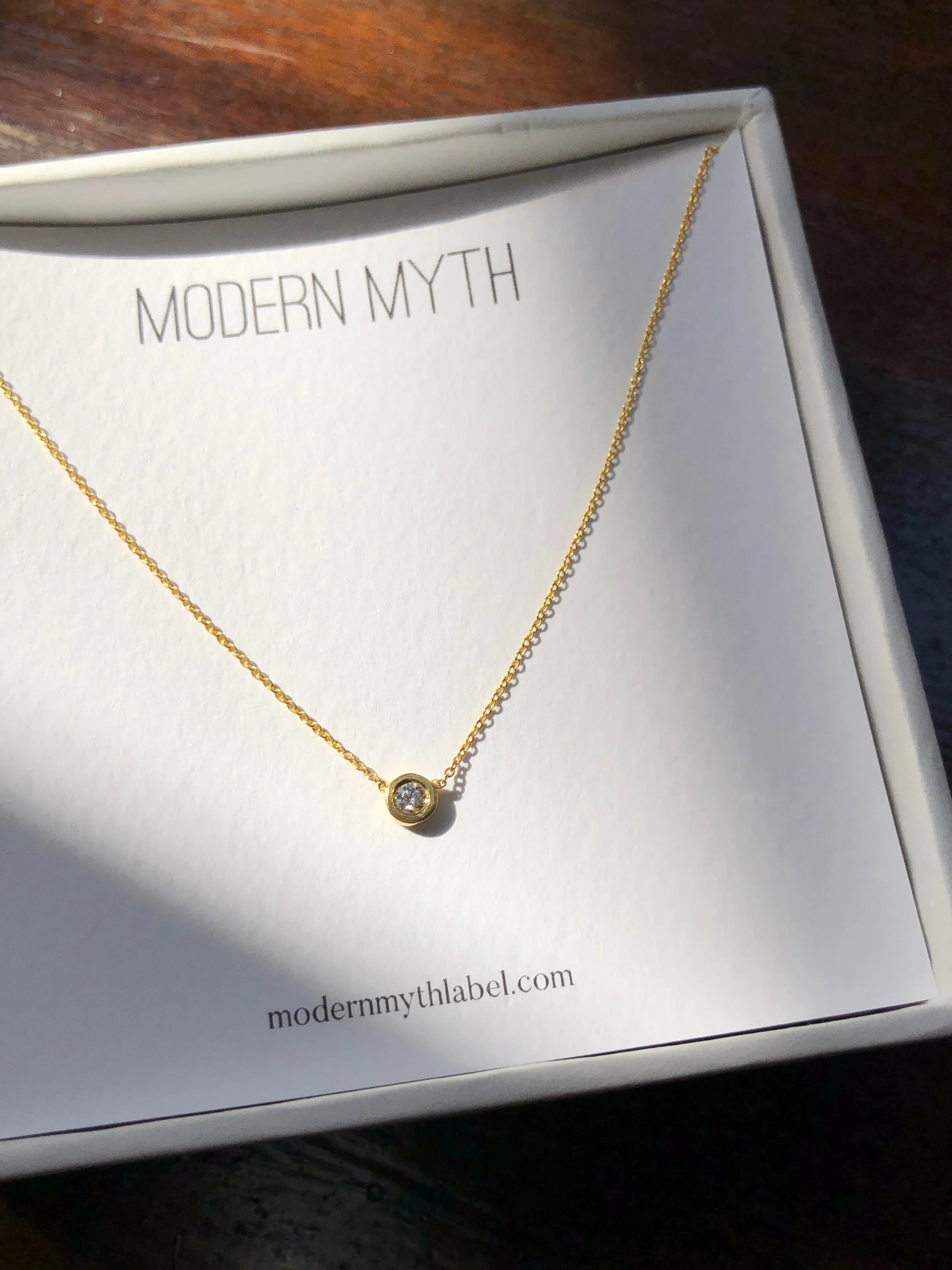 Solitaire Diamond Necklace, Solid 18k Gold