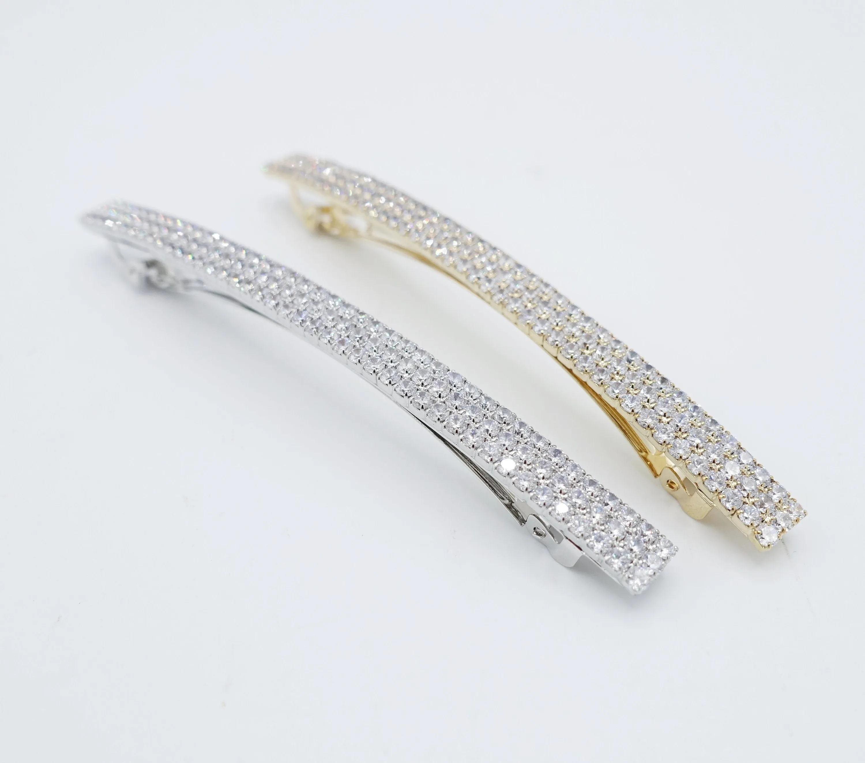 sparkly hair barrette cubic zirconia embellished french barrette women hair clip