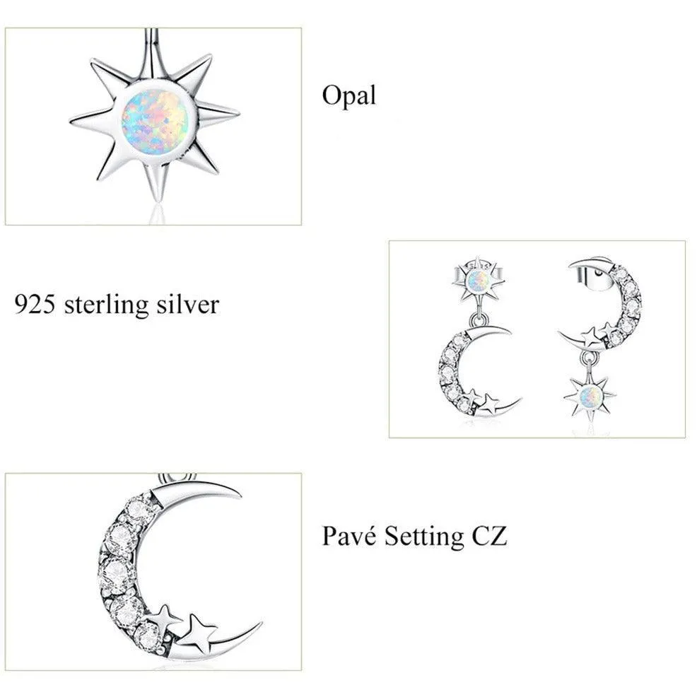 'Stars and Moons' CZ and Sterling Silver Earrings