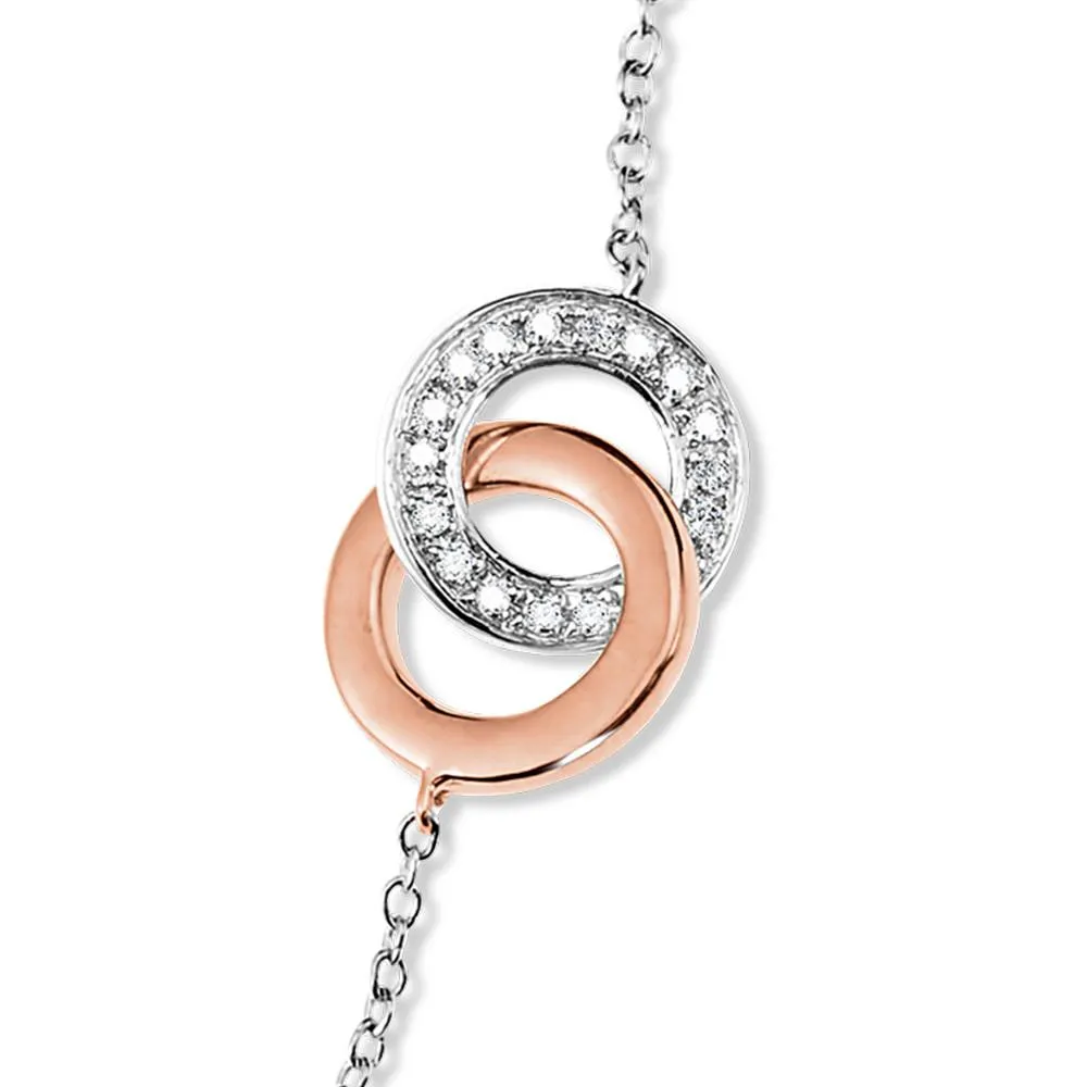 STERLING SILVER & ROSE GOLD INTERTWINING LOOP DIAMOND BRACELET