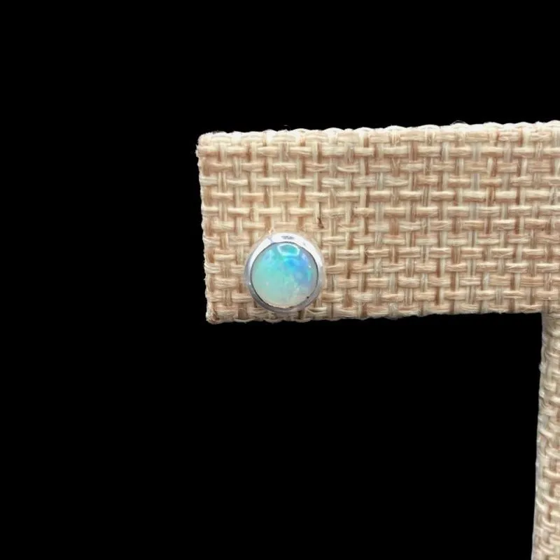 Sterling Silver And Opal Stud Earrings