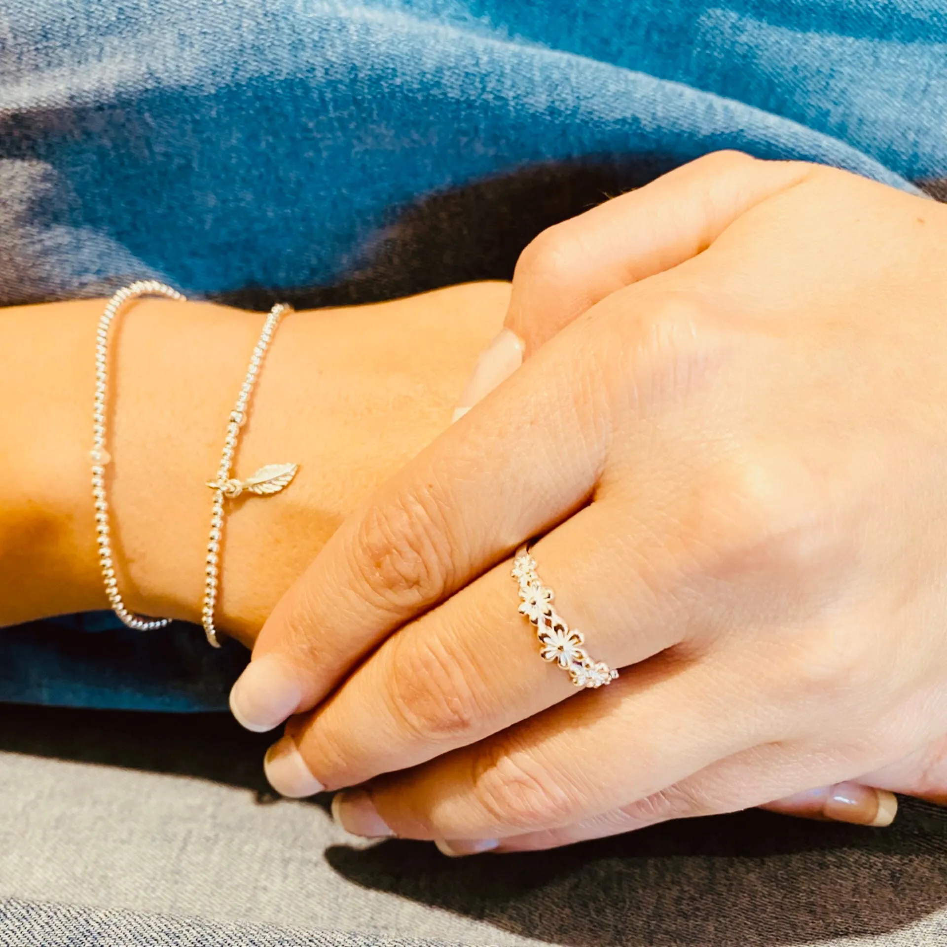 Sterling Silver Bracelet with Leaf Charm