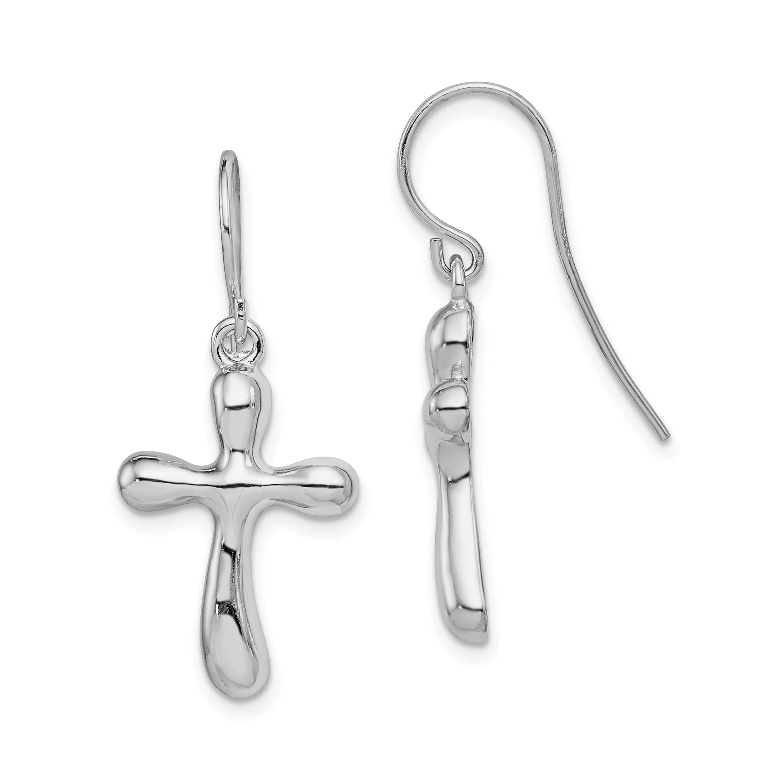 Sterling Silver Bubble Cross Dangle Earrings