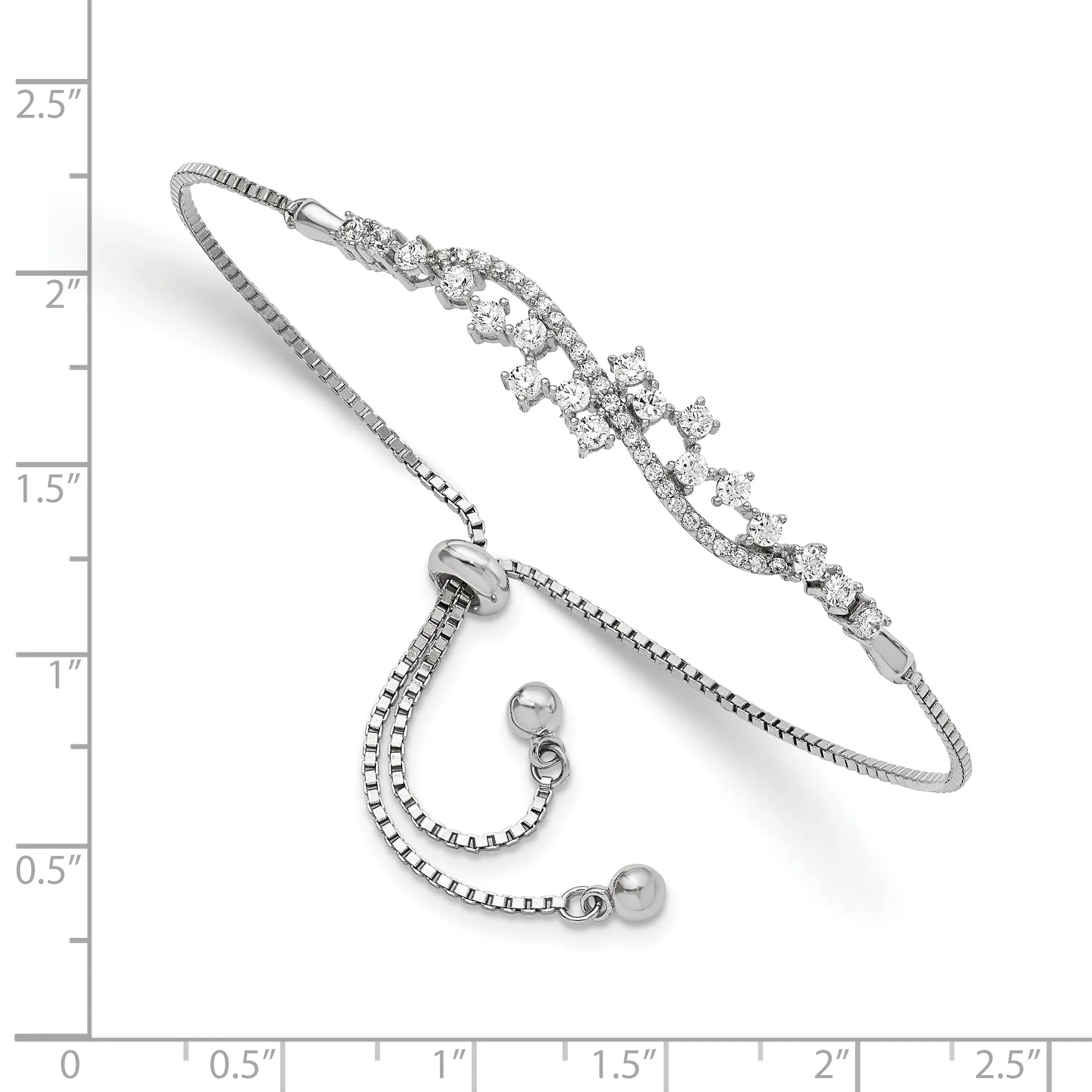 Sterling Silver CZ Adjustable Bolo Bracelet