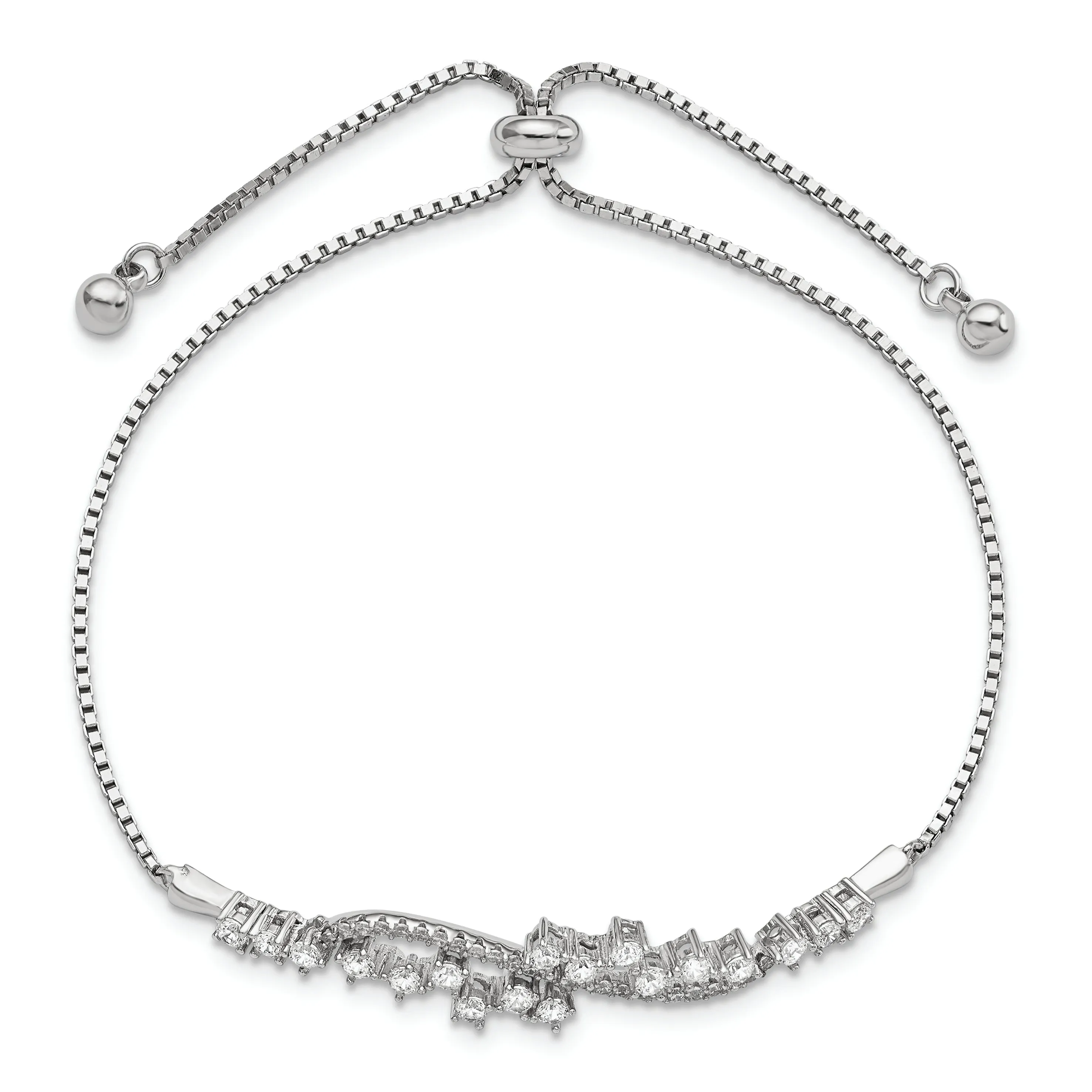 Sterling Silver CZ Adjustable Bolo Bracelet