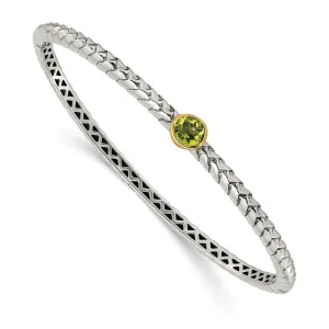 Sterling Silver Gold Peridot Bangle Bracelet