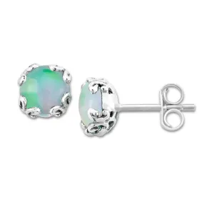 Sterling Silver Opal Stud Earrings