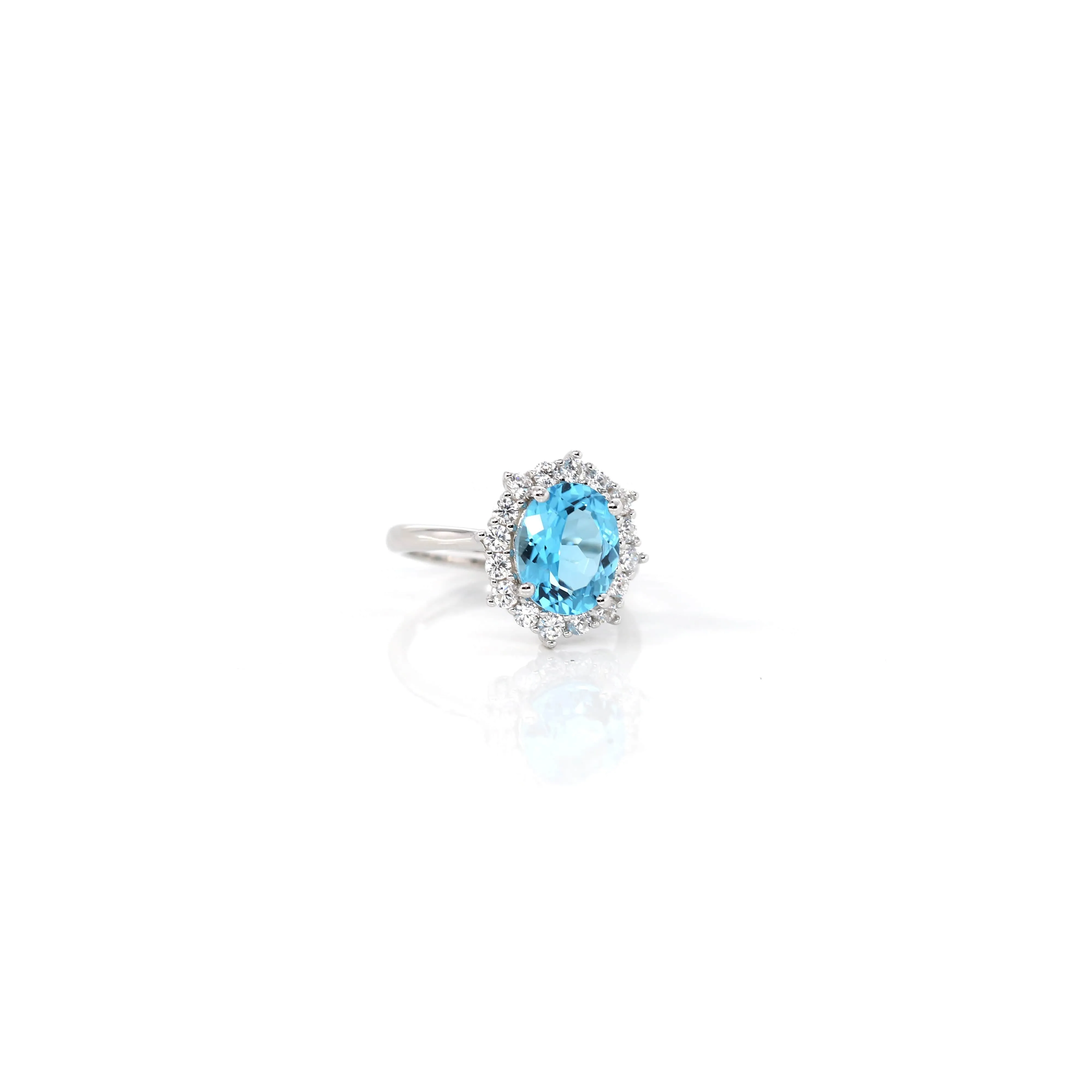 Sterling Silver Oval Sky Blue Topaz Ring