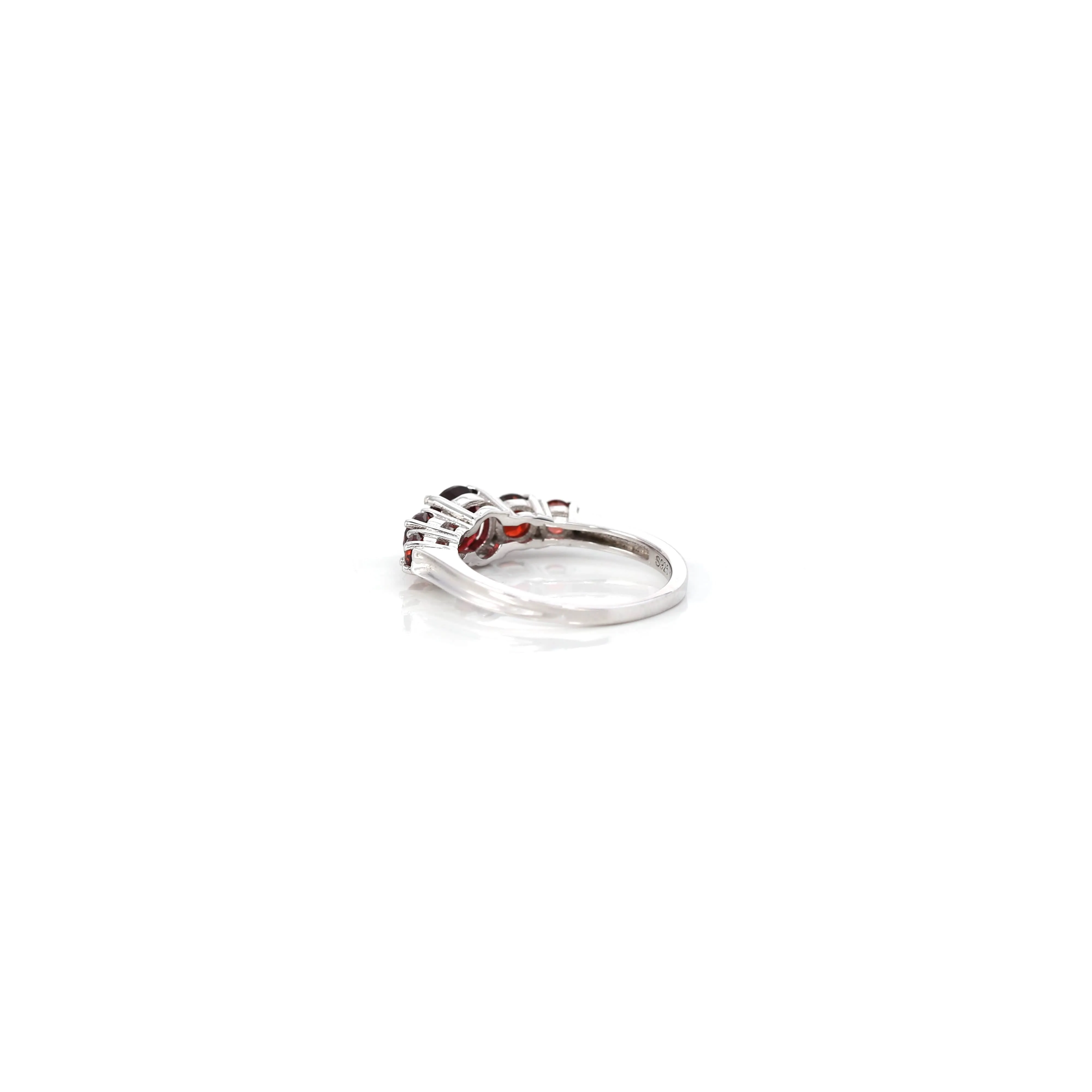 Sterling Silver Red Garnet Anniversary Band Ring